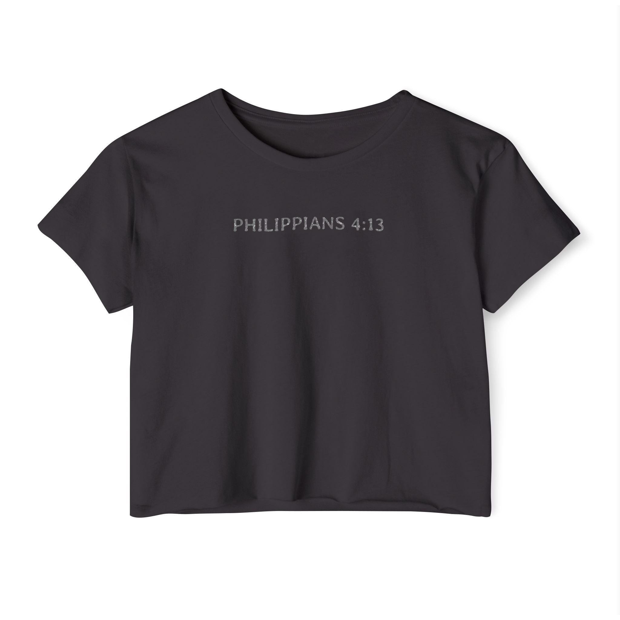 Christian Festival Crop Top — “I Can Do All Things Through Christ Who Strengthens Me" Graphic