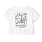 Christian Festival Crop Top — “I Can Do All Things Through Christ Who Strengthens Me" Graphic