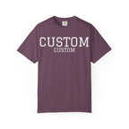Custom Garment-Dyed T-Shirt — Personalized 'CUSTOM' Vintage Collegiate Tee