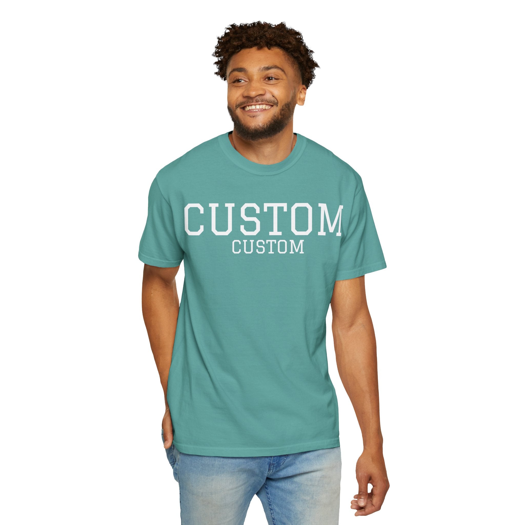 Custom Garment-Dyed T-Shirt — Personalized 'CUSTOM' Vintage Collegiate Tee