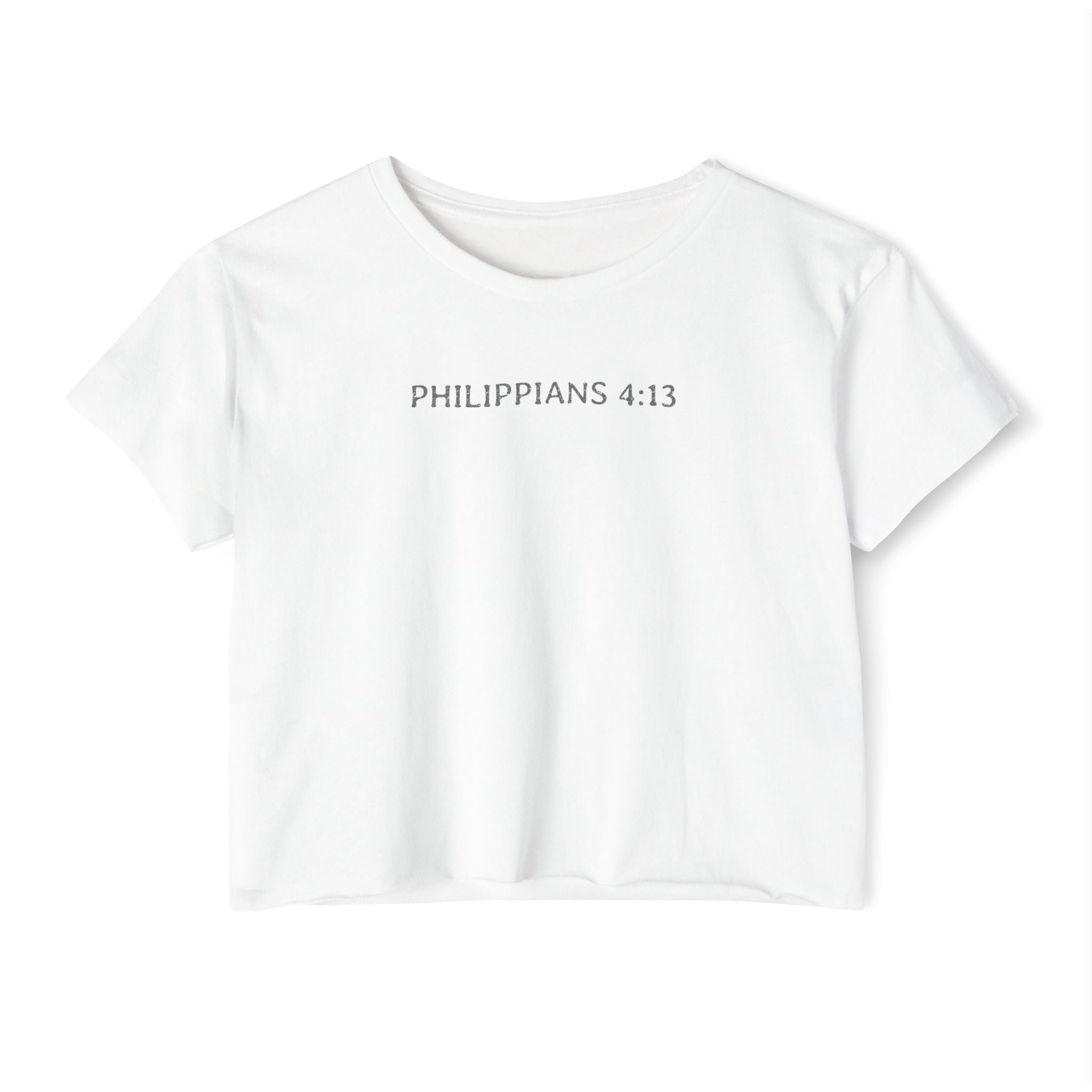 Christian Festival Crop Top — “I Can Do All Things Through Christ Who Strengthens Me" Graphic