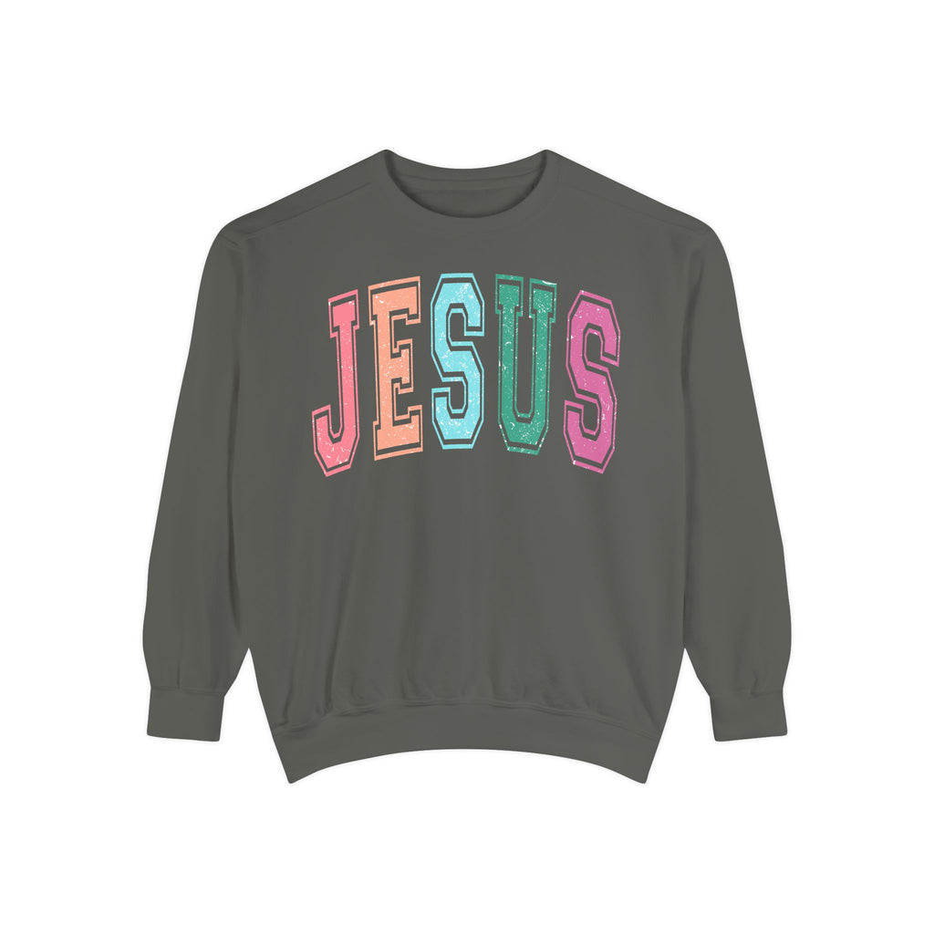 Jesus Rainbow Comfort Colors Crewneck Sweatshirt