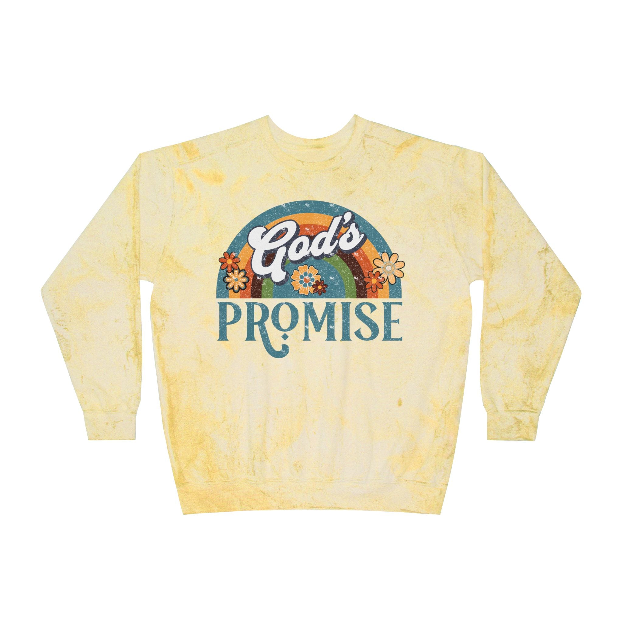 God's Promise Retro Rainbow Comfort Colors Crewneck Sweatshirt