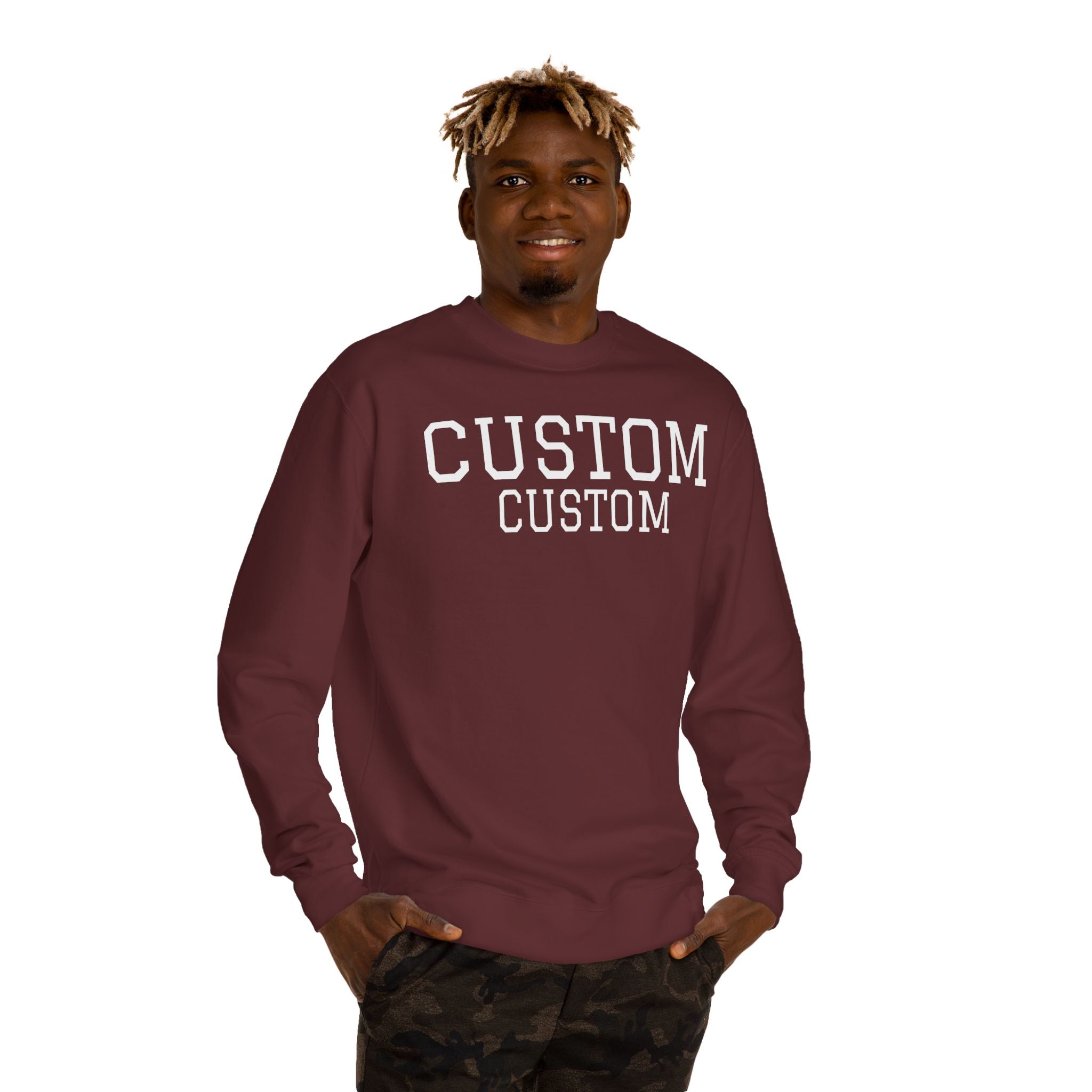 Custom Text Crewneck Sweatshirt — Personalized College-Style Pullover
