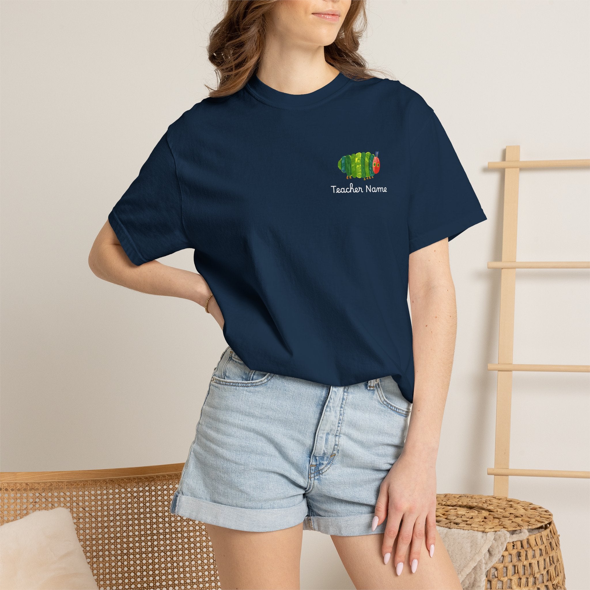 Custom Teacher Gift Caterpillar Garden T-Shirt — Colorful Children’s Storybook Graphic Tee