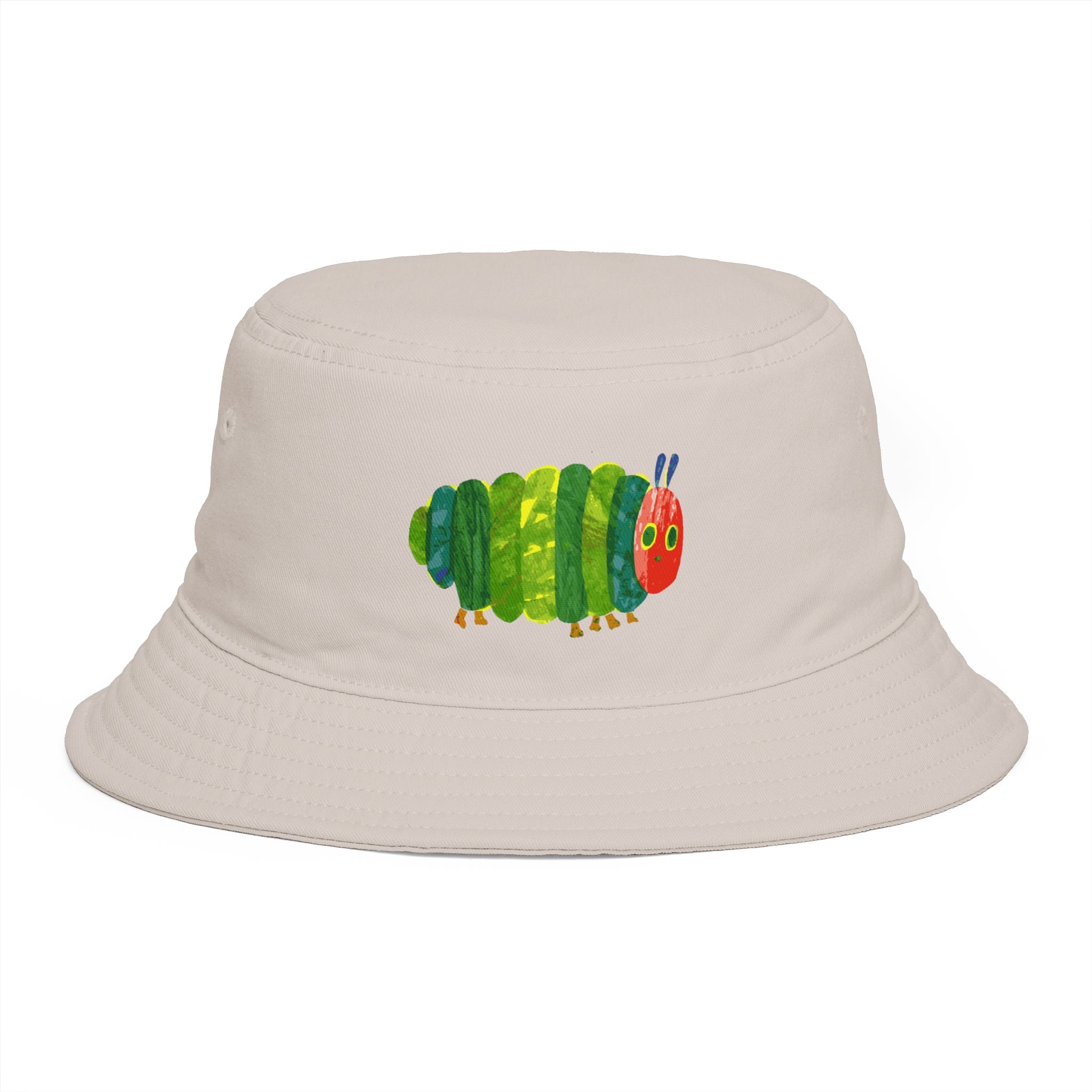 Brown Bucket Hat with Colorful Caterpillar Graphic