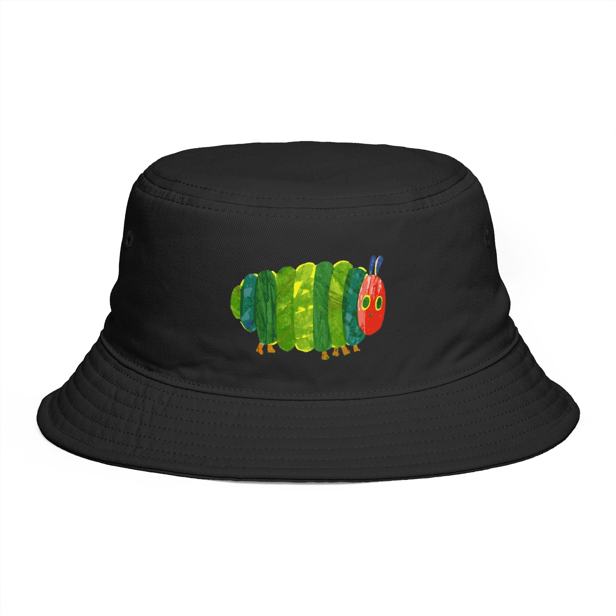 Brown Bucket Hat with Colorful Caterpillar Graphic