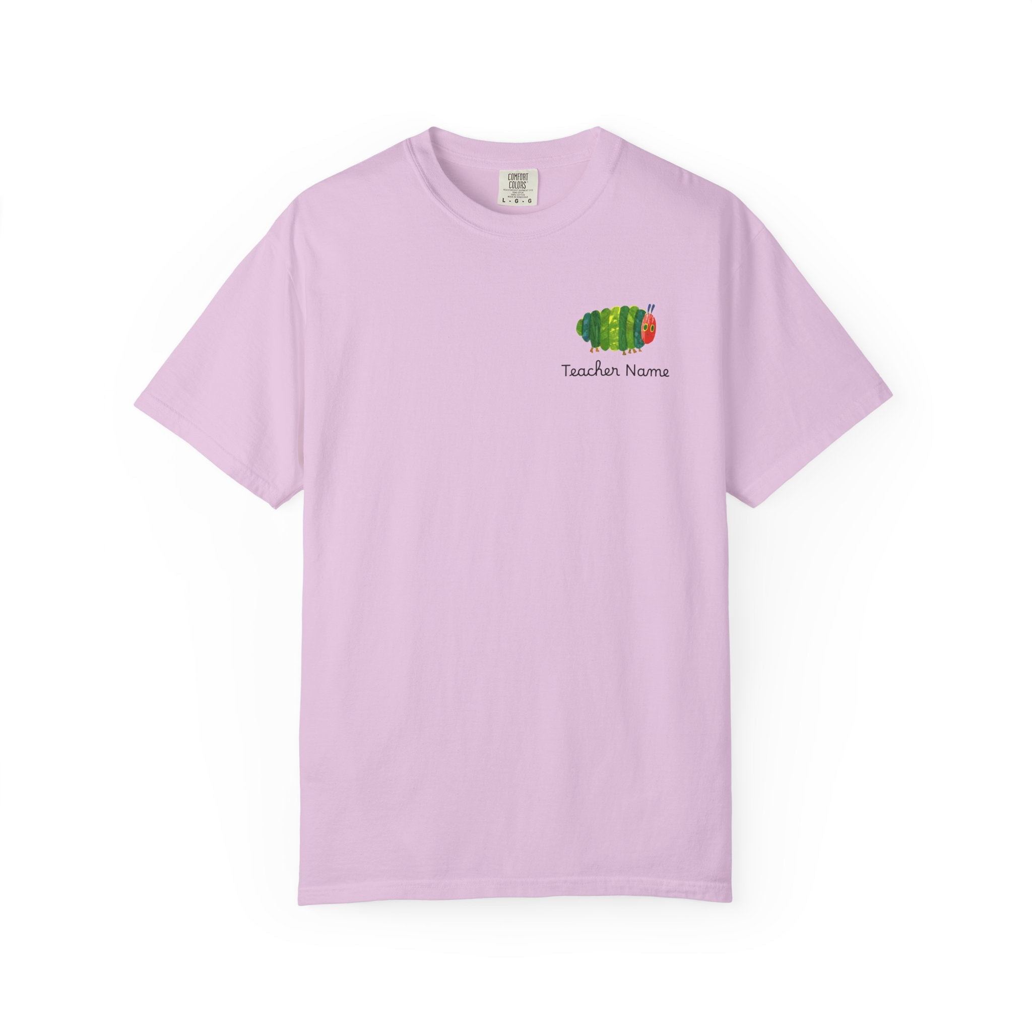 Custom Teacher Gift Caterpillar Garden T-Shirt — Colorful Children’s Storybook Graphic Tee