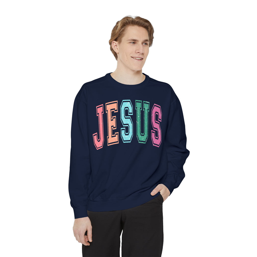 Jesus Rainbow Comfort Colors Crewneck Sweatshirt