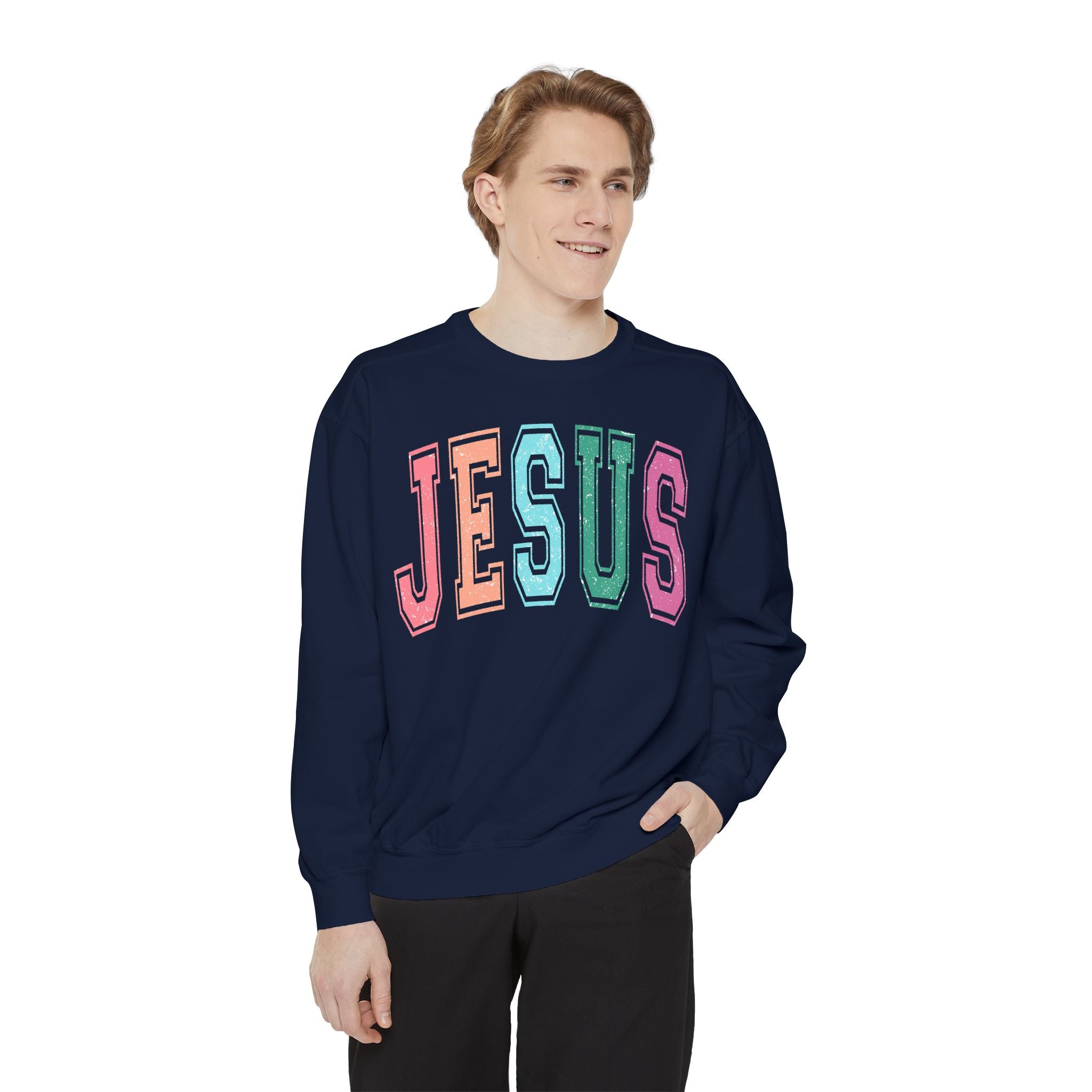 Jesus Rainbow Comfort Colors Crewneck Sweatshirt