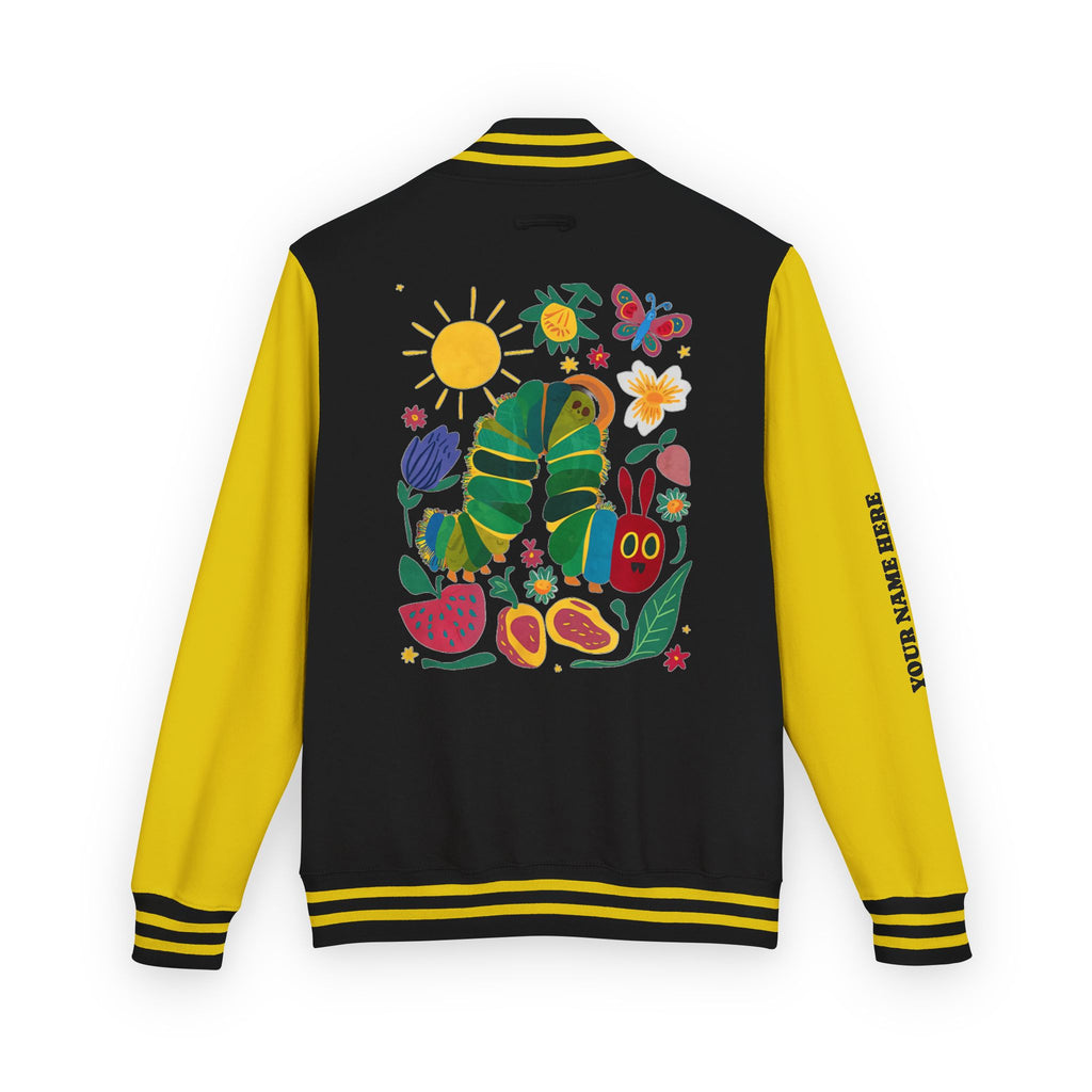 Custom Gift - Letterman Jacket for Teacher — Colorful "Very Hungry Caterpillar" Garden Back Patch