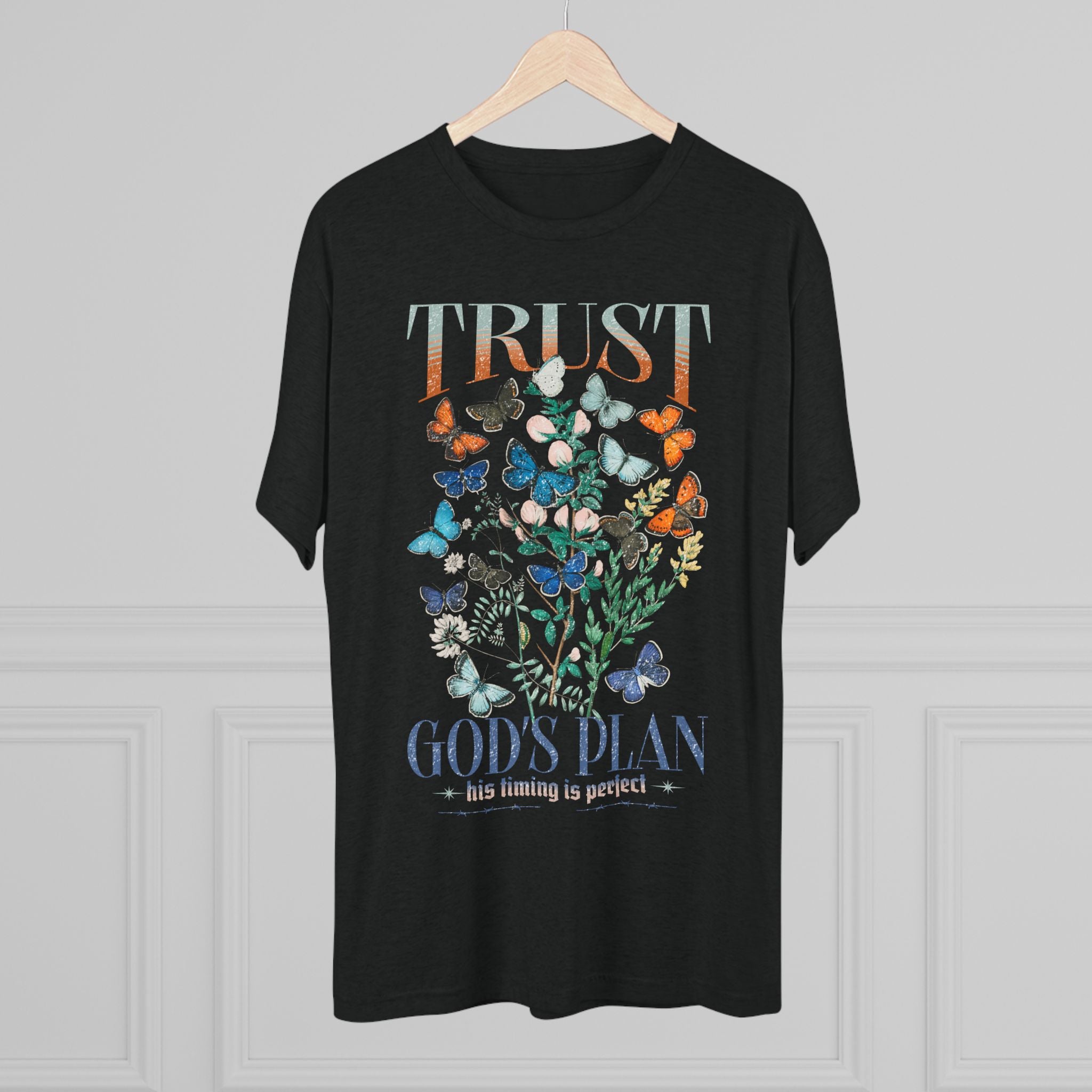 Trust God's Plan Butterflies T-Shirt — Butter-Soft Oversized Tee