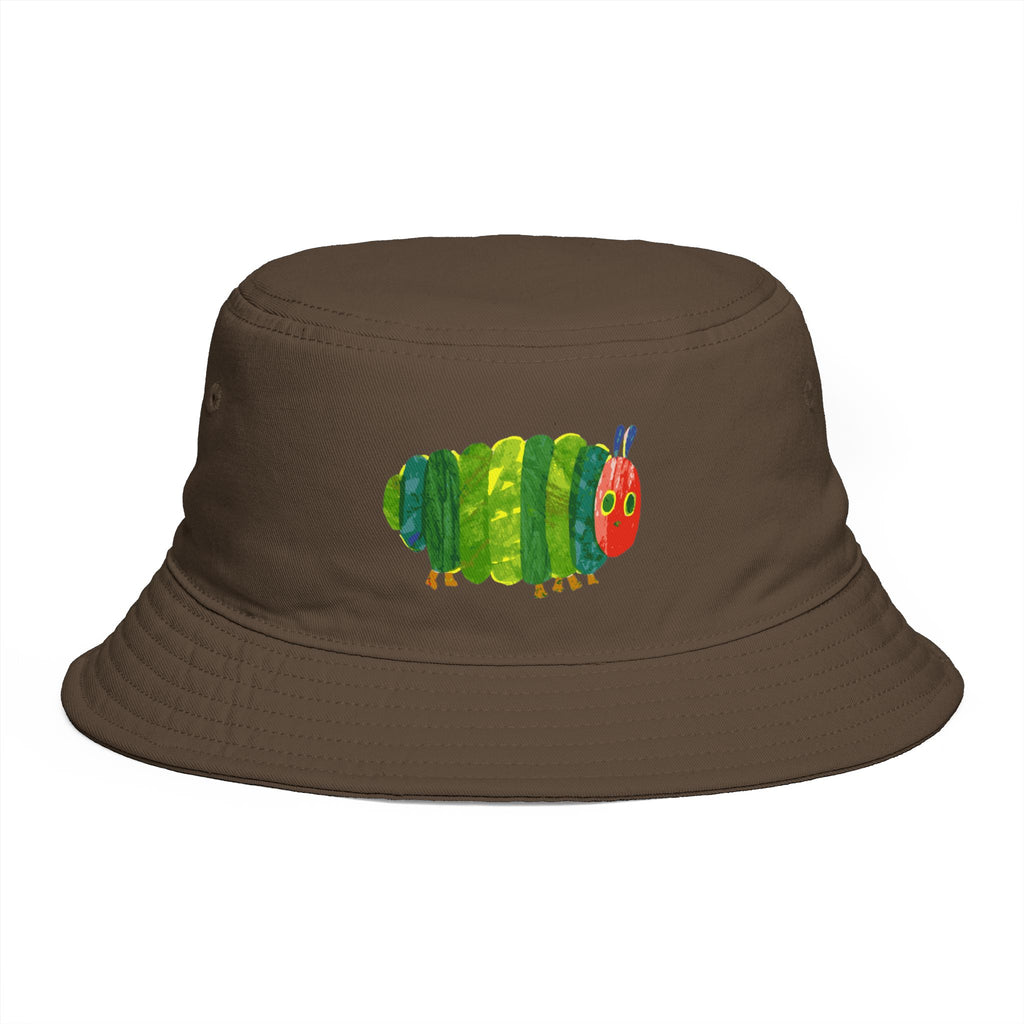 Brown Bucket Hat with Colorful Caterpillar Graphic