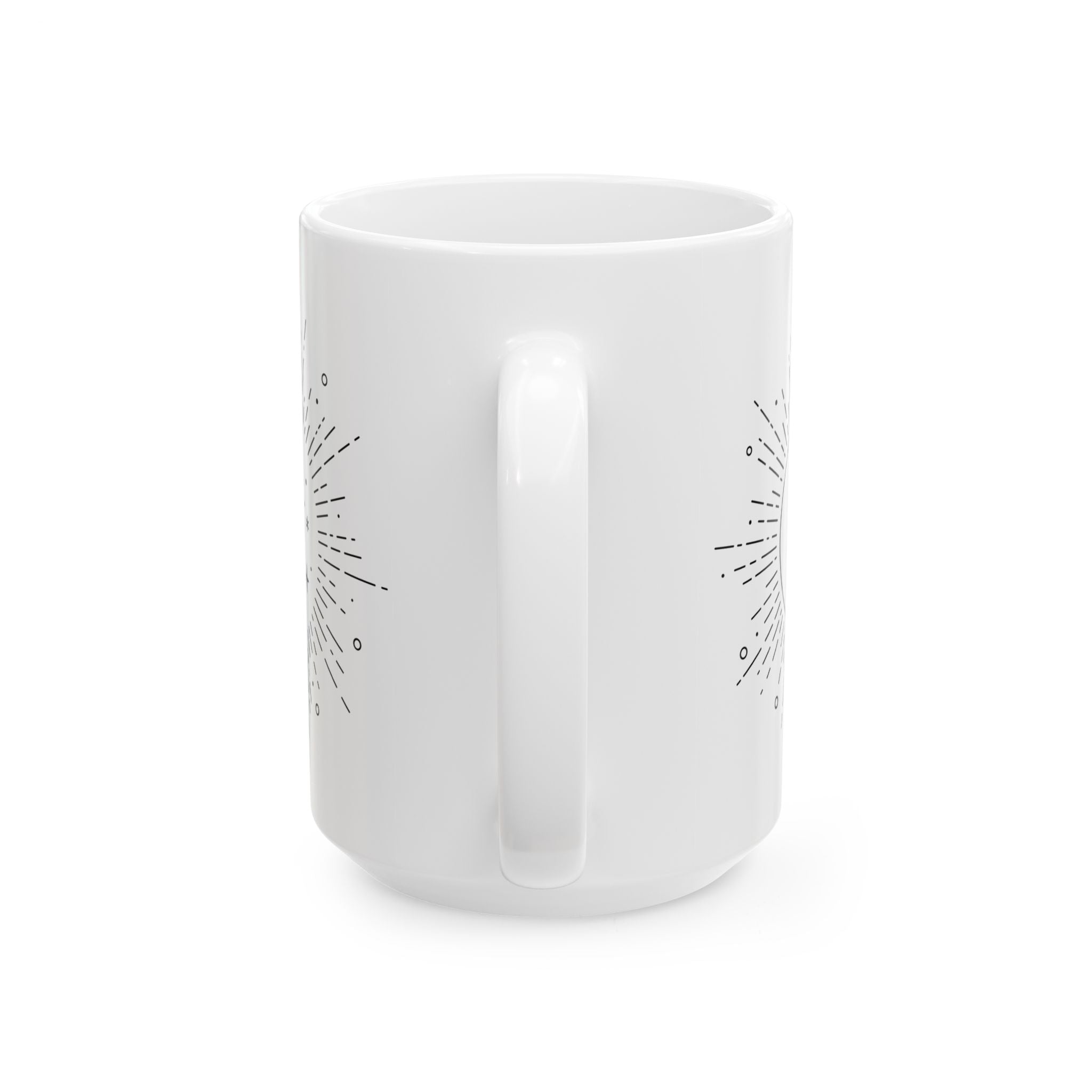 Celestial Sunburst Ceramic Mug — Minimal Astrology Coffee Cup (11oz, 15oz)