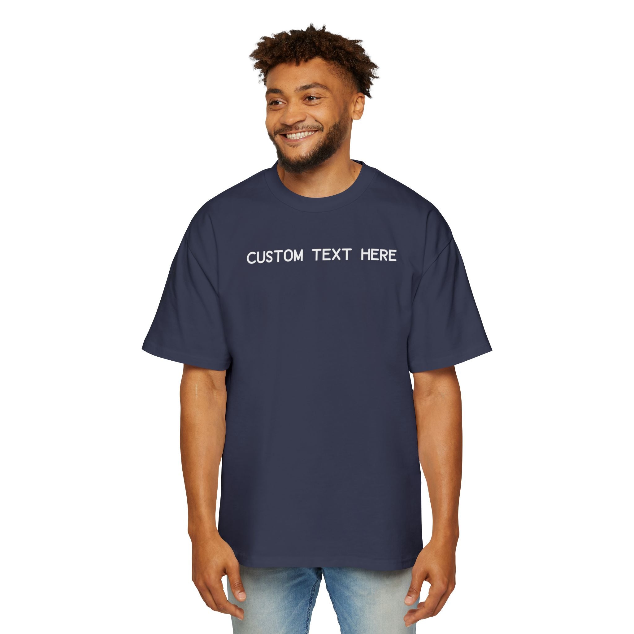 Custom T-Shirt - Custom Text Oversized Tee — Men's Personalized White T-Shirt