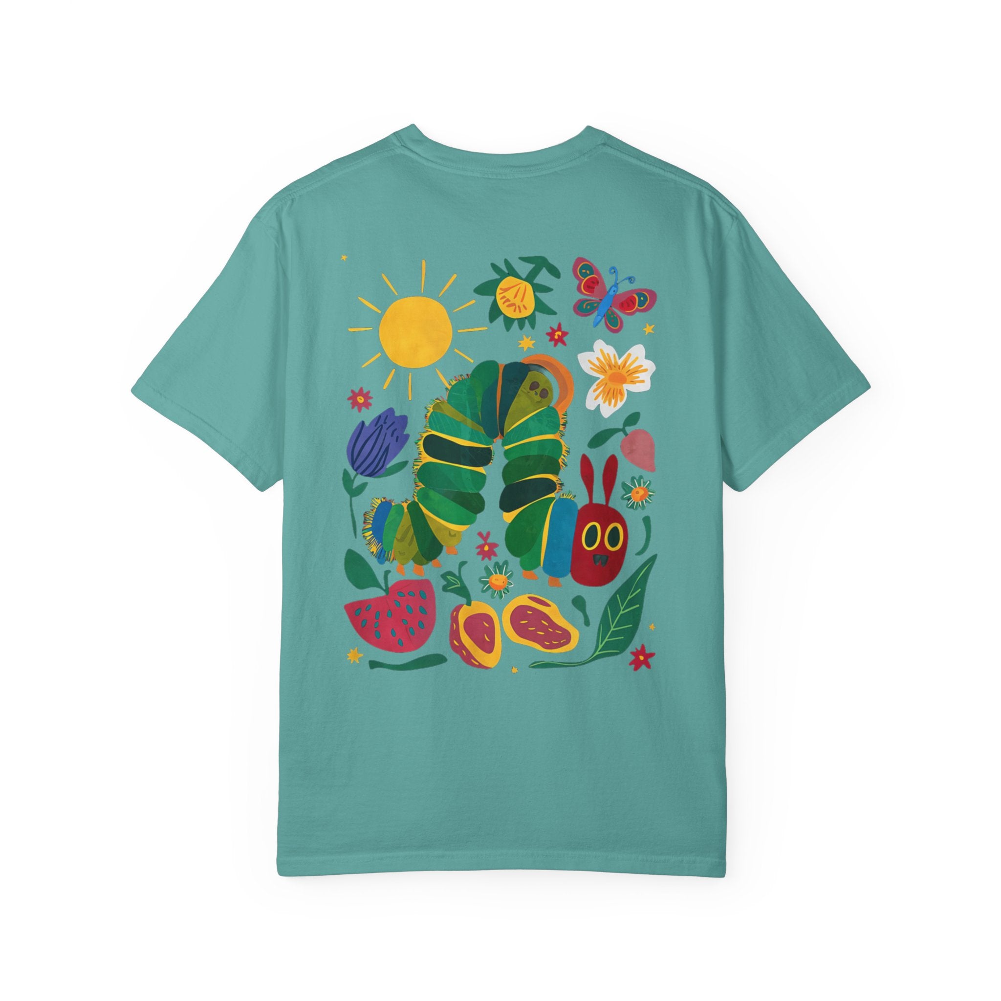 Custom Teacher Gift Caterpillar Garden T-Shirt — Colorful Children’s Storybook Graphic Tee
