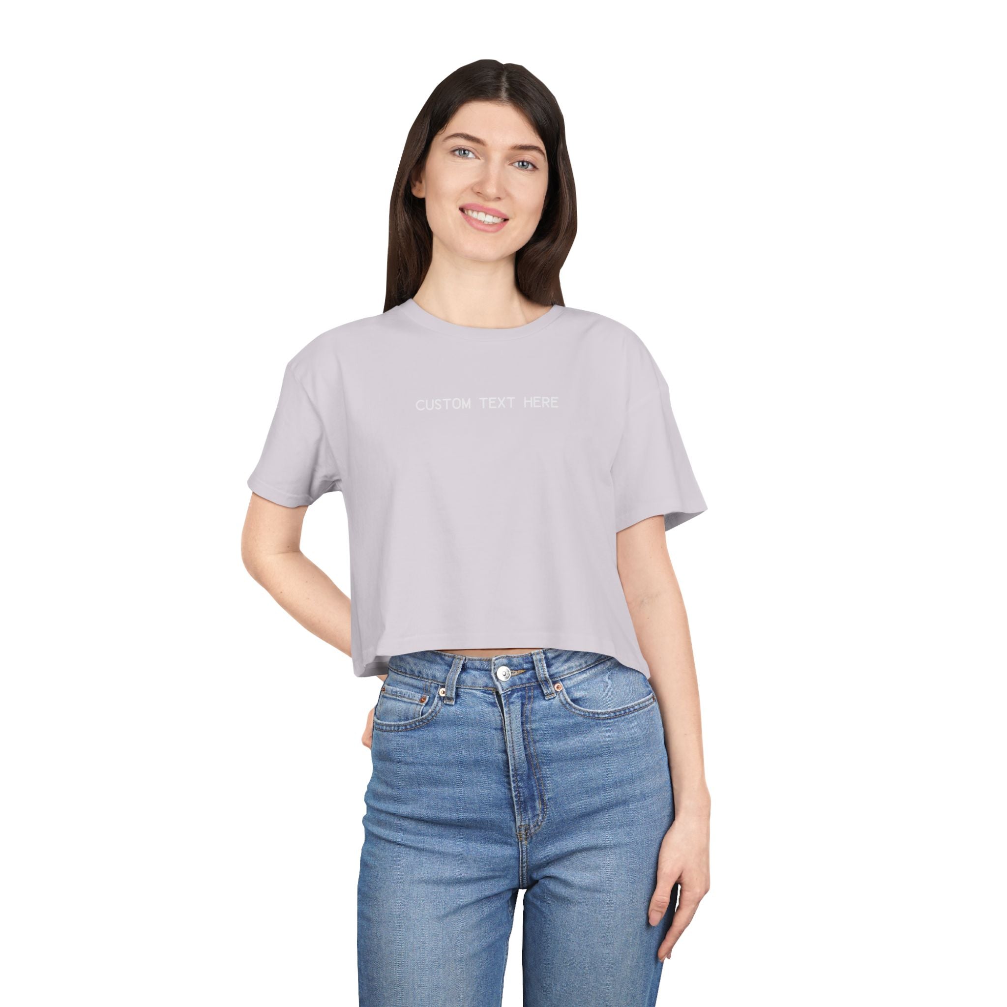 Custom T-Shirt - Custom Crop Top - Customizable Women's Crop Tee — Minimalist 'Custom Text Here' Chest Graphic