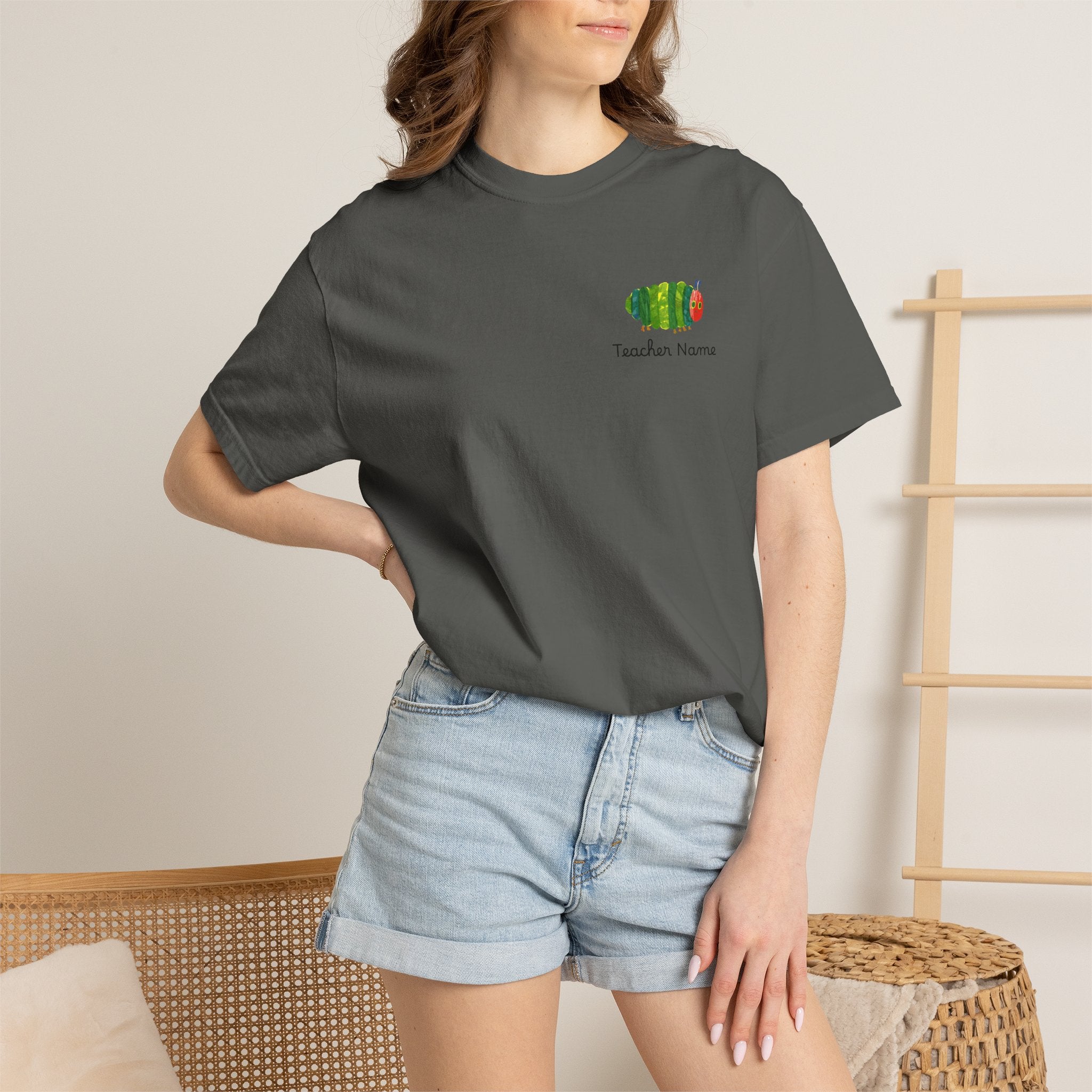 Custom Teacher Gift Caterpillar Garden T-Shirt — Colorful Children’s Storybook Graphic Tee