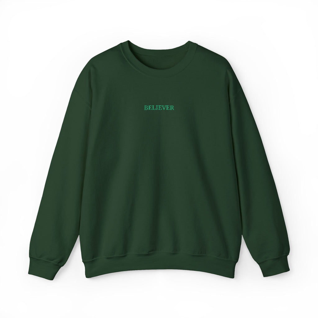 BELIEVER Tone-on-Tone Embroidered Sweatshirt | Minimalist Unisex Crewneck | Soft, Premium Cozy Wear