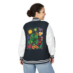 Custom Gift - Letterman Jacket for Teacher — Colorful "Very Hungry Caterpillar" Garden Back Patch