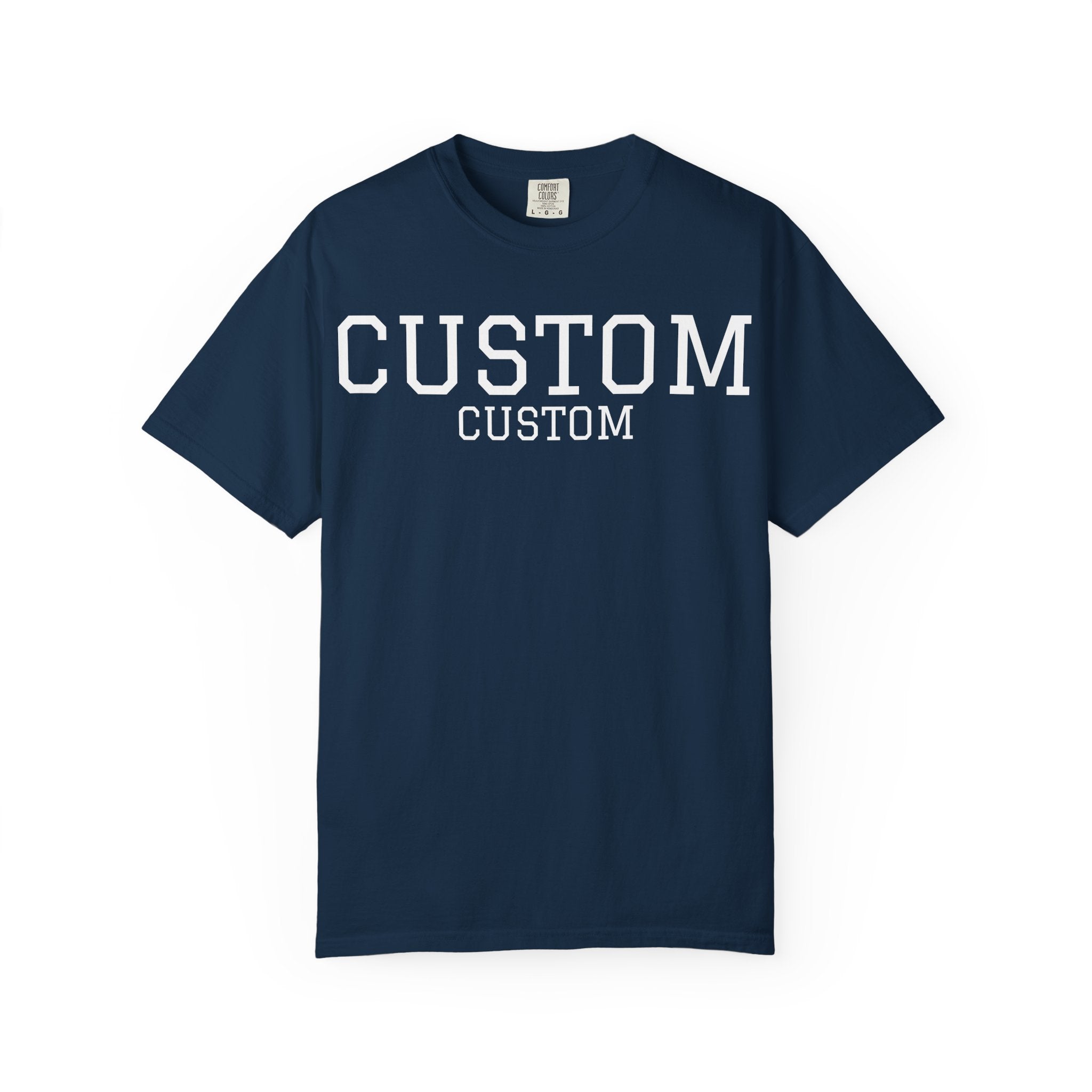 Custom Garment-Dyed T-Shirt — Personalized 'CUSTOM' Vintage Collegiate Tee