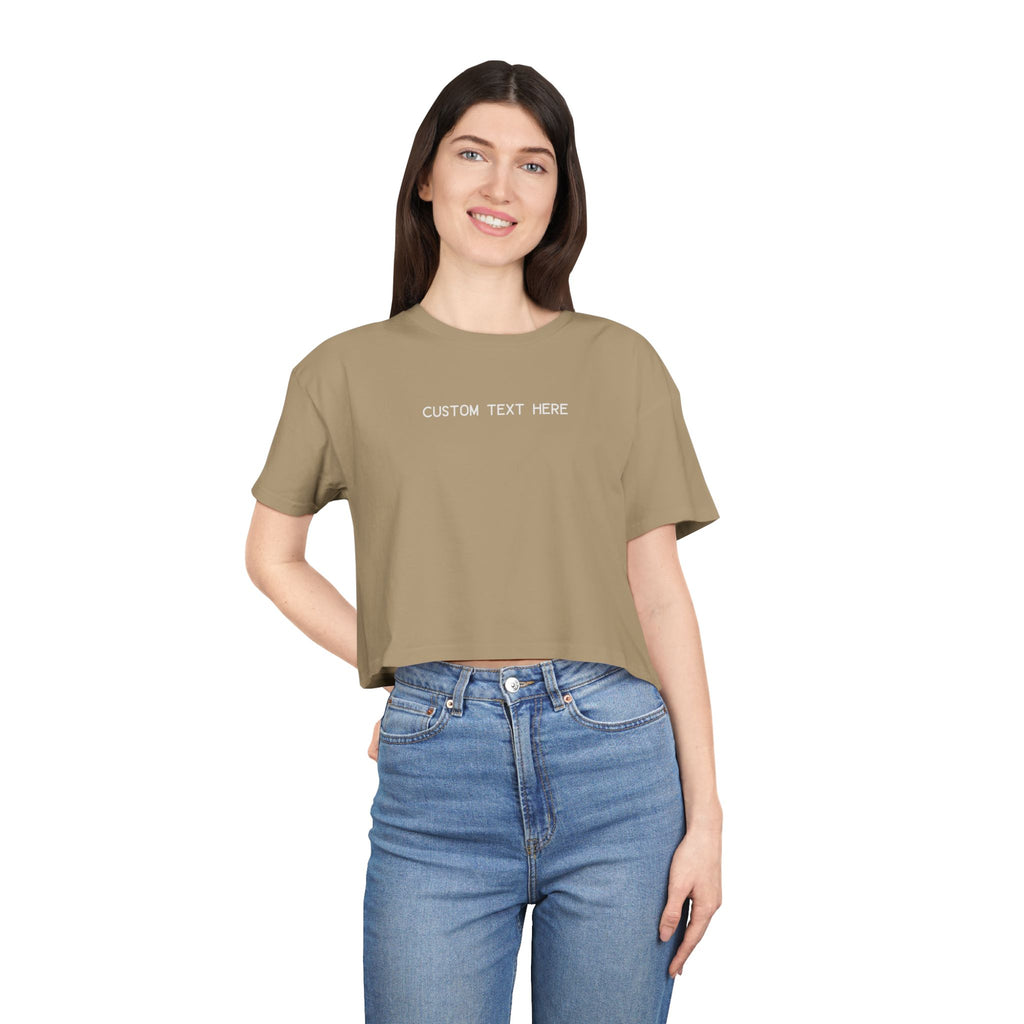 Custom T-Shirt - Custom Crop Top - Customizable Women's Crop Tee — Minimalist 'Custom Text Here' Chest Graphic