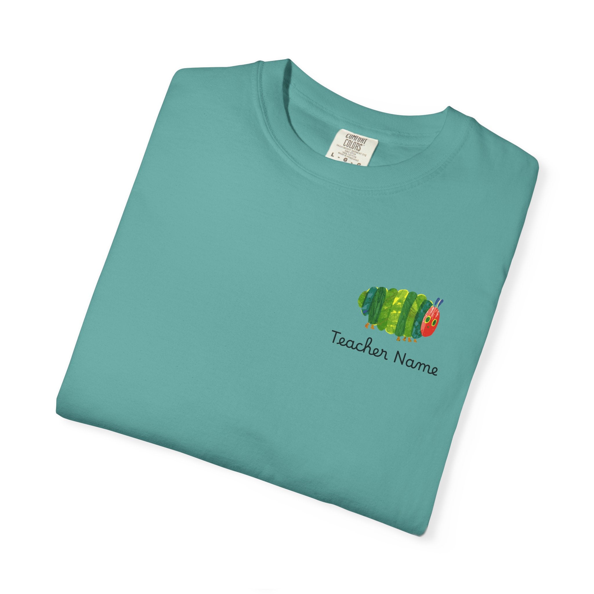 Custom Teacher Gift Caterpillar Garden T-Shirt — Colorful Children’s Storybook Graphic Tee