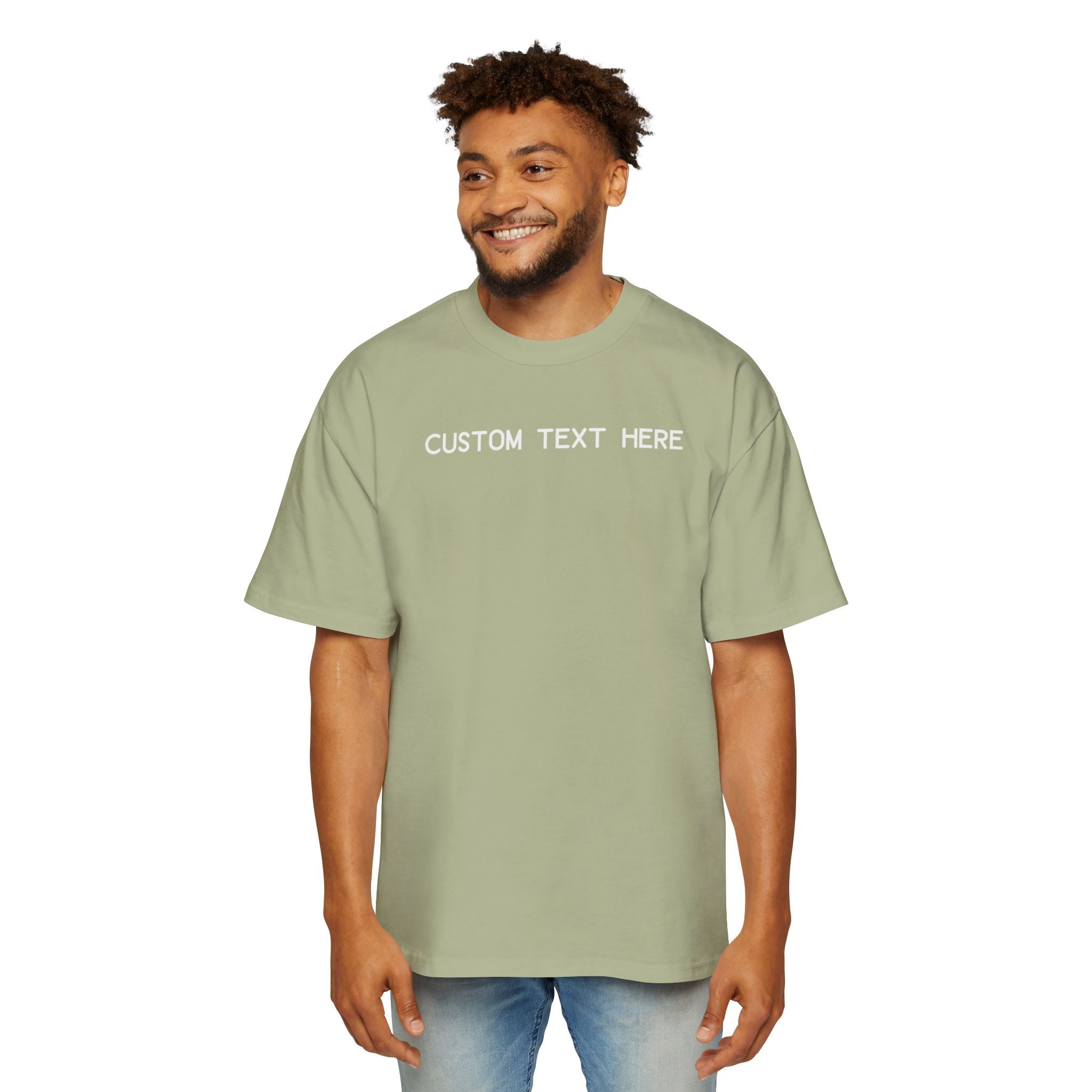 Custom T-Shirt - Custom Text Oversized Tee — Men's Personalized White T-Shirt