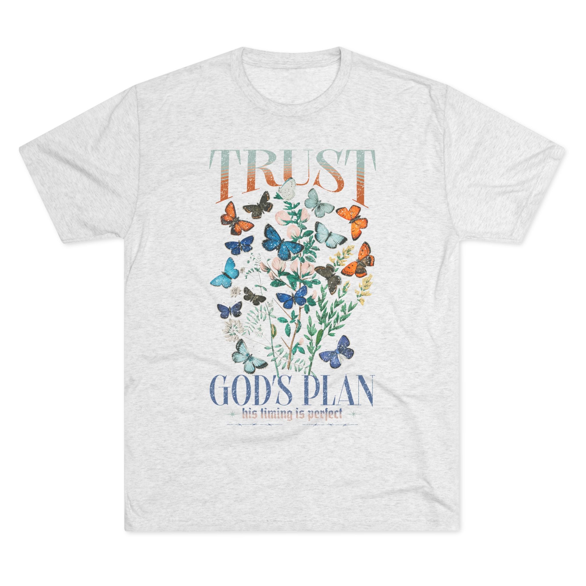 Trust God's Plan Butterflies T-Shirt — Butter-Soft Oversized Tee