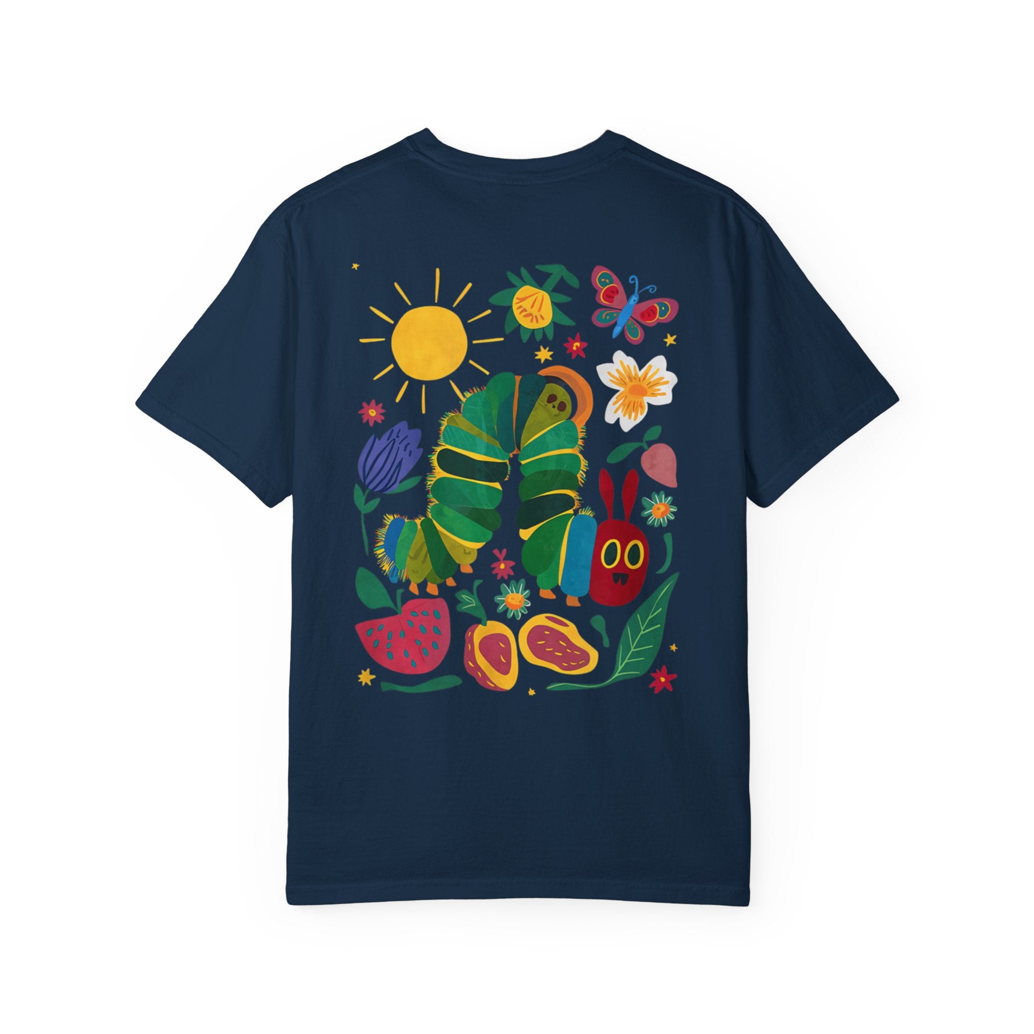 Custom Teacher Gift Caterpillar Garden T-Shirt — Colorful Children’s Storybook Graphic Tee