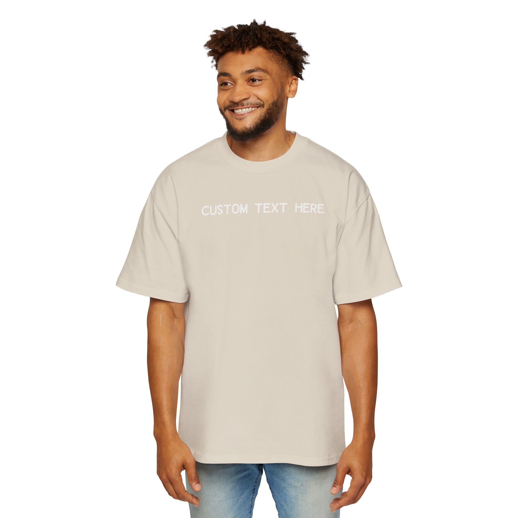 Custom T-Shirt - Custom Text Oversized Tee — Men's Personalized White T-Shirt