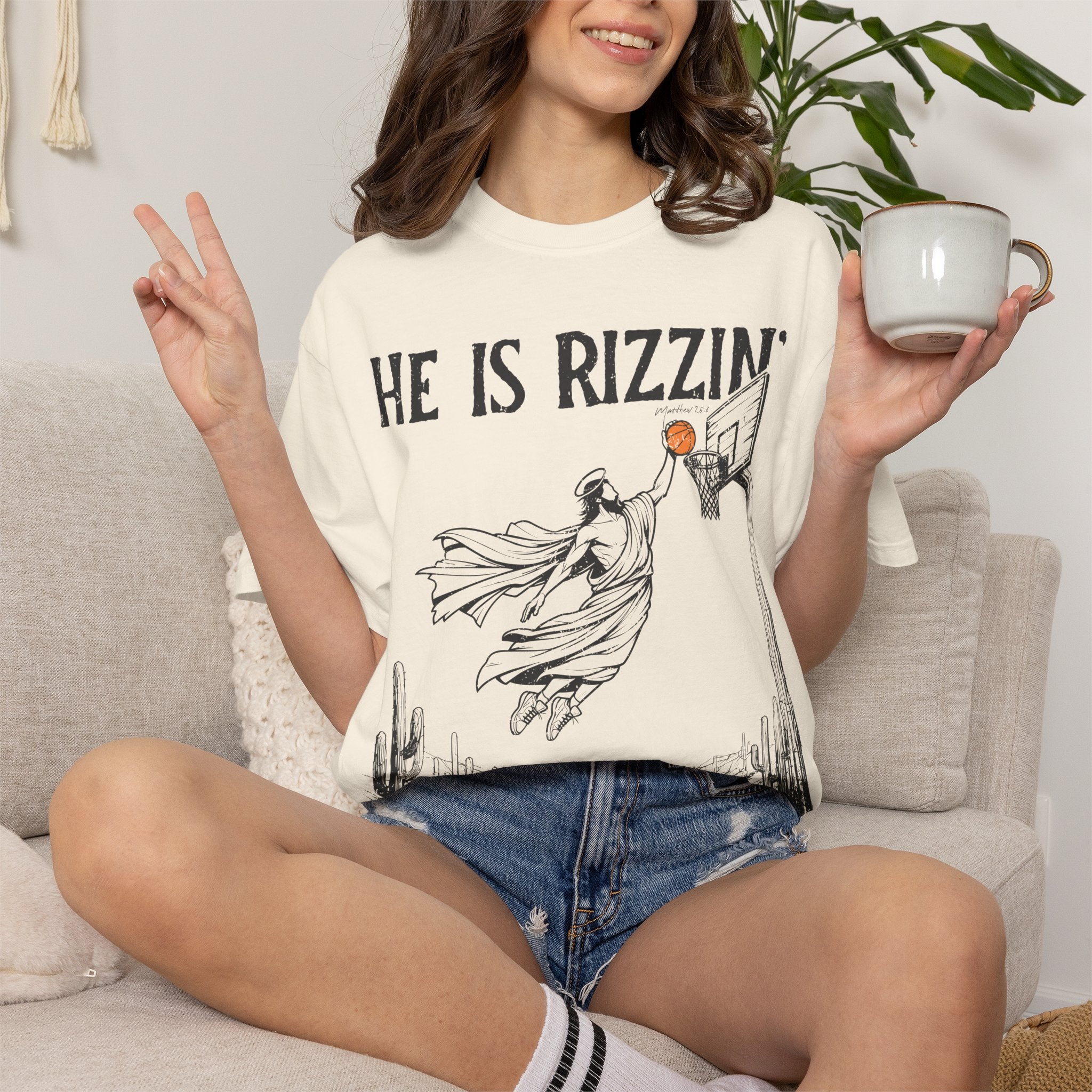 Comfort Colors Oversized T‑Shirt — Christian He Is Rizzin