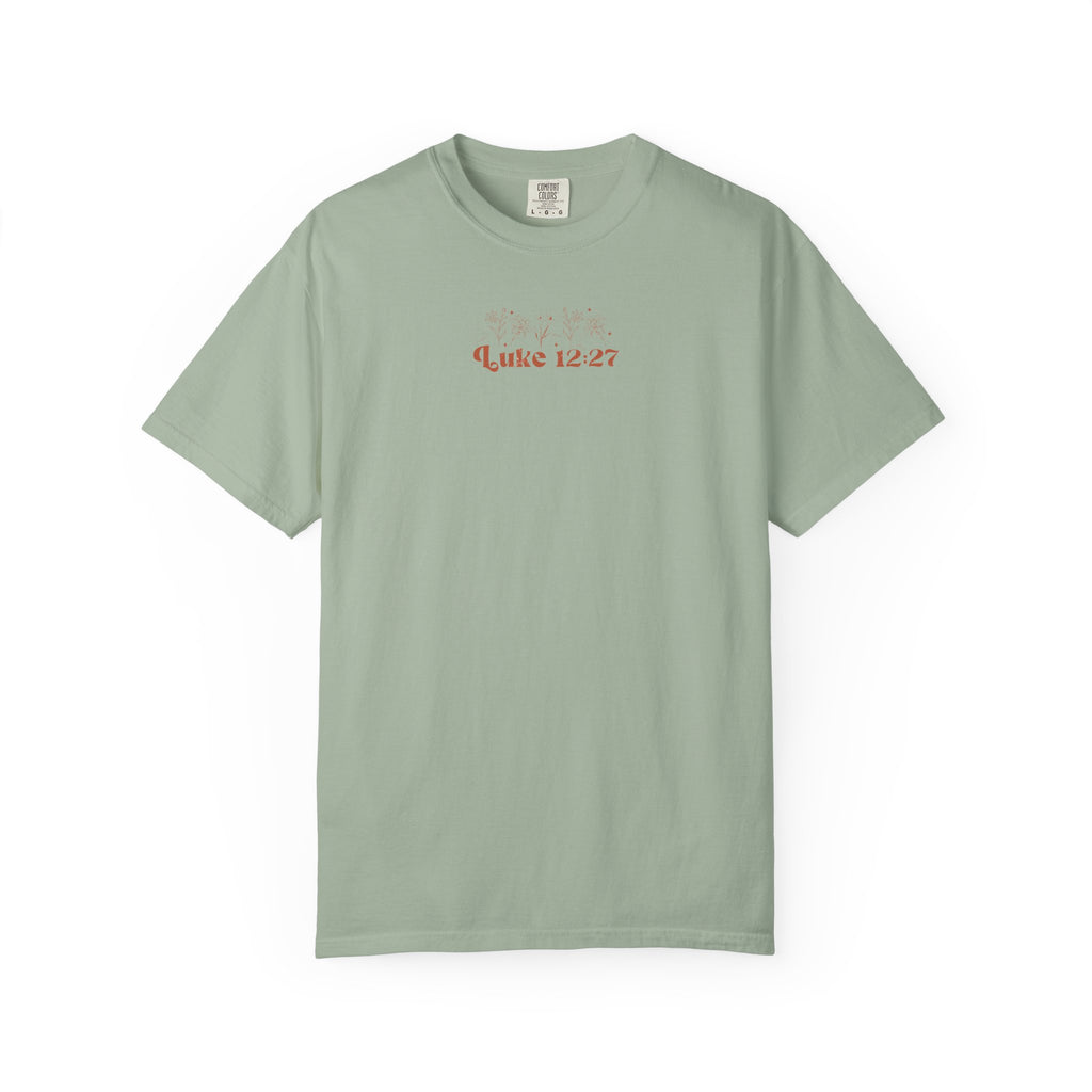 Comfort Colors Oversized T‑Shirt — "Consider the Lilies" Luke Scripture Design