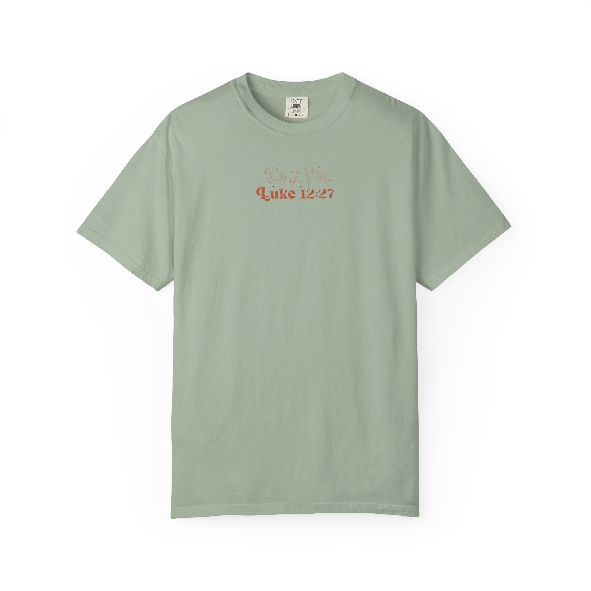 Comfort Colors Oversized T‑Shirt — "Consider the Lilies" Luke Scripture Design