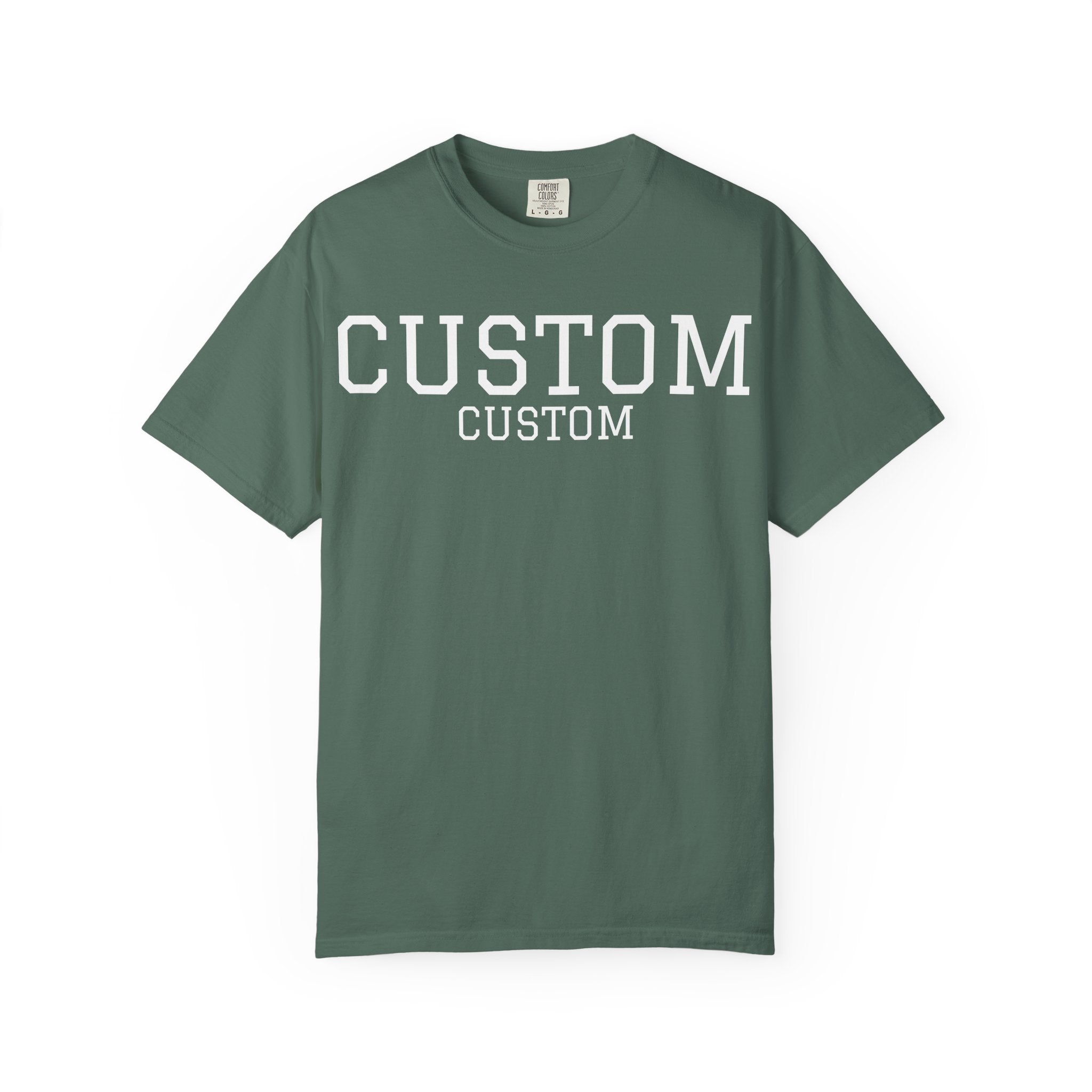 Custom Garment-Dyed T-Shirt — Personalized 'CUSTOM' Vintage Collegiate Tee