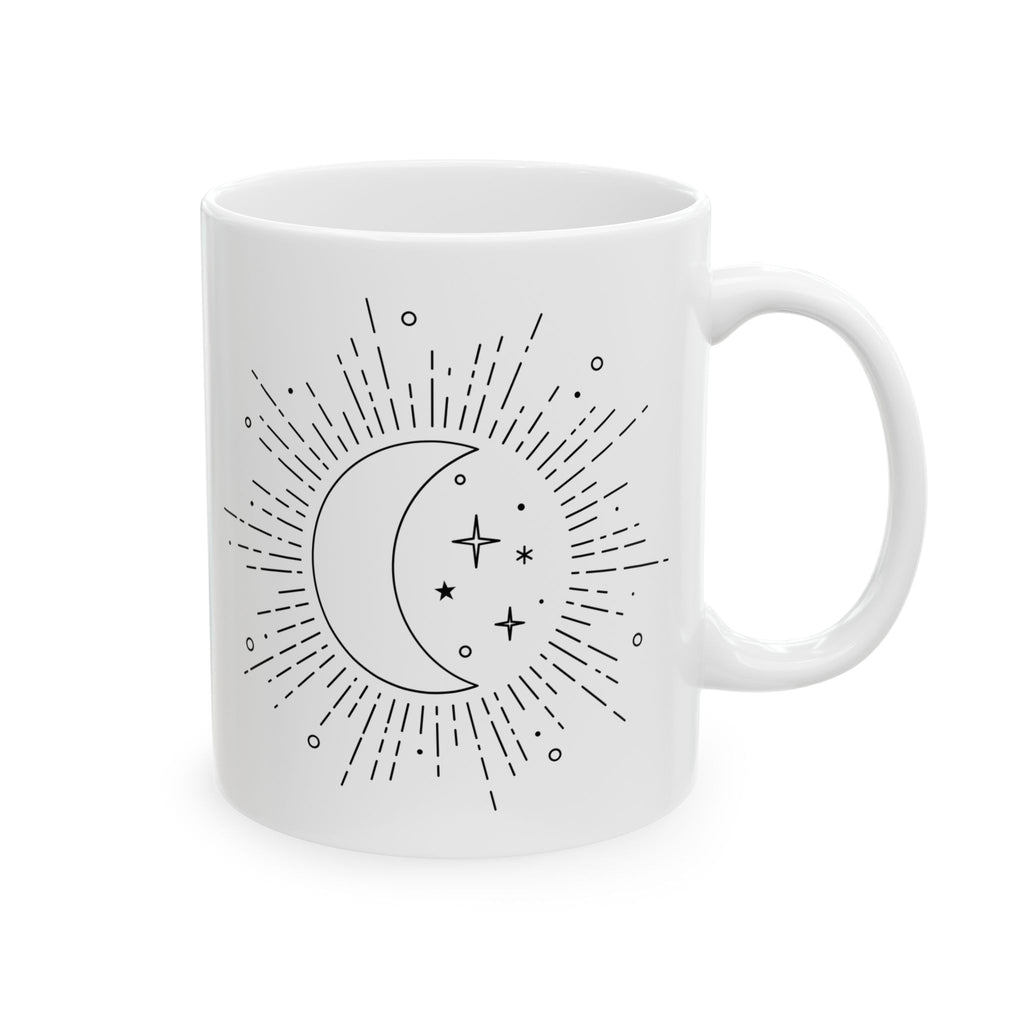 Celestial Sunburst Ceramic Mug — Minimal Astrology Coffee Cup (11oz, 15oz)
