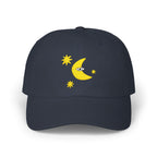 Moon Eye Dad Cap — Embroidered Crescent Moon & Stars Baseball Hat