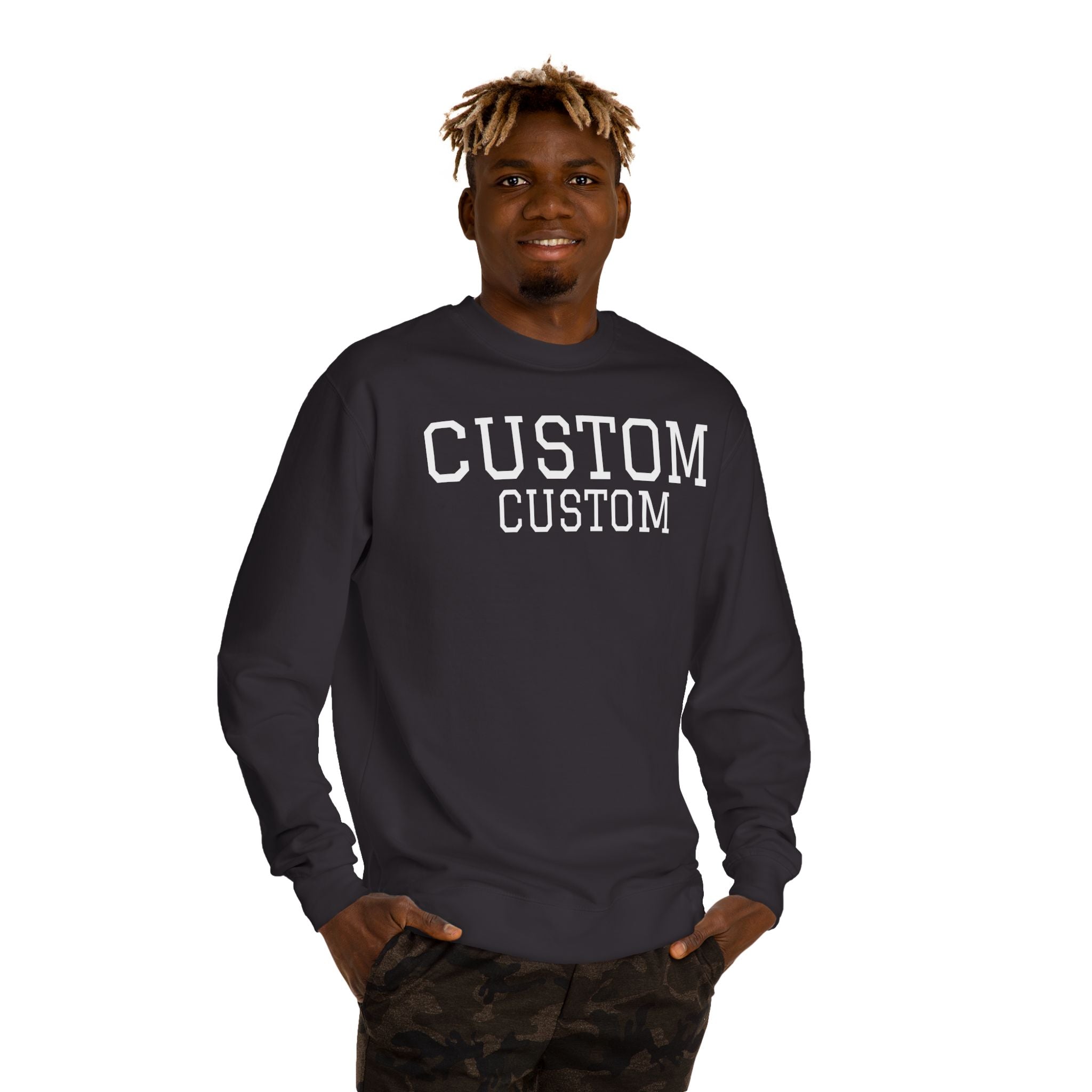 Custom Text Crewneck Sweatshirt — Personalized College-Style Pullover