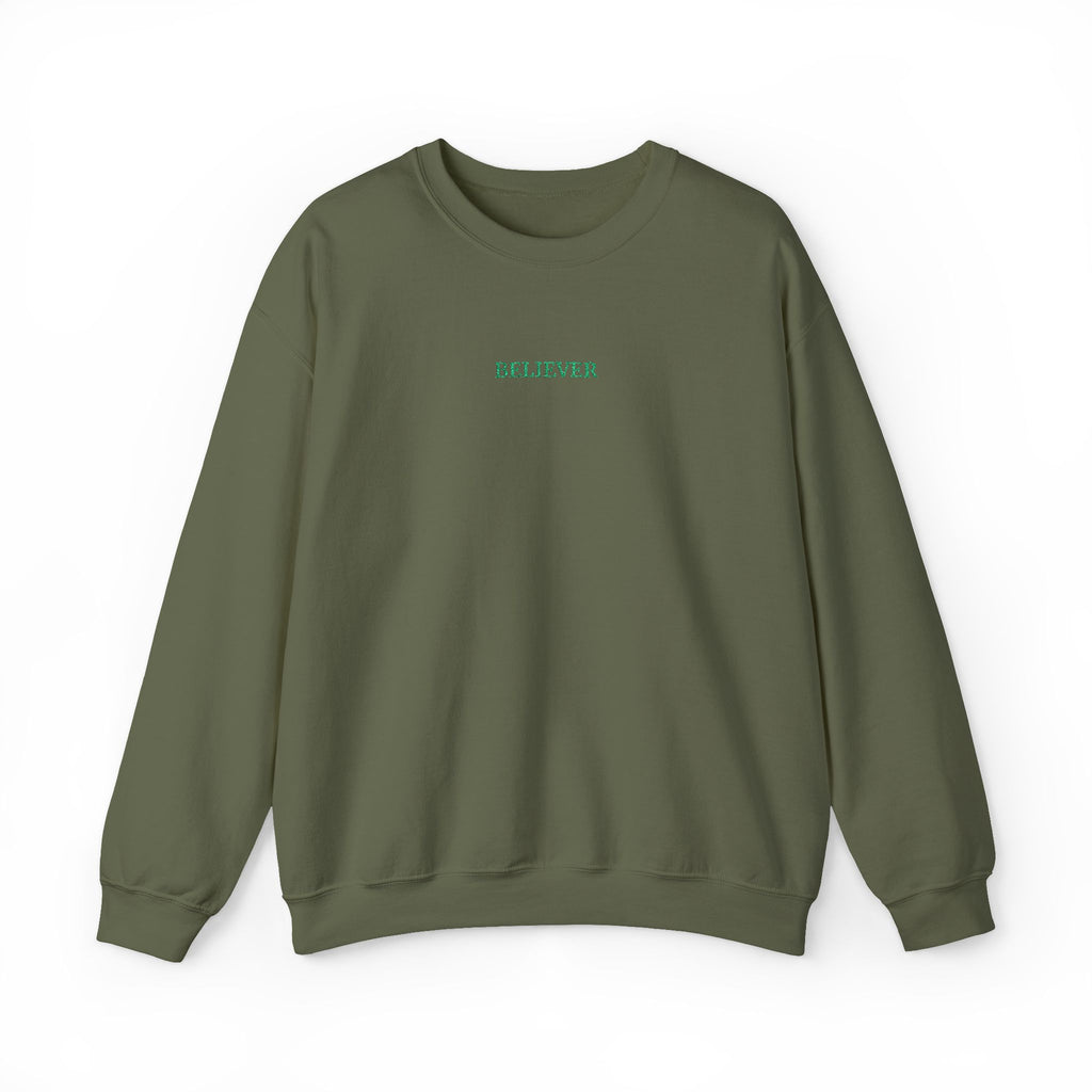 BELIEVER Tone-on-Tone Embroidered Sweatshirt | Minimalist Unisex Crewneck | Soft, Premium Cozy Wear