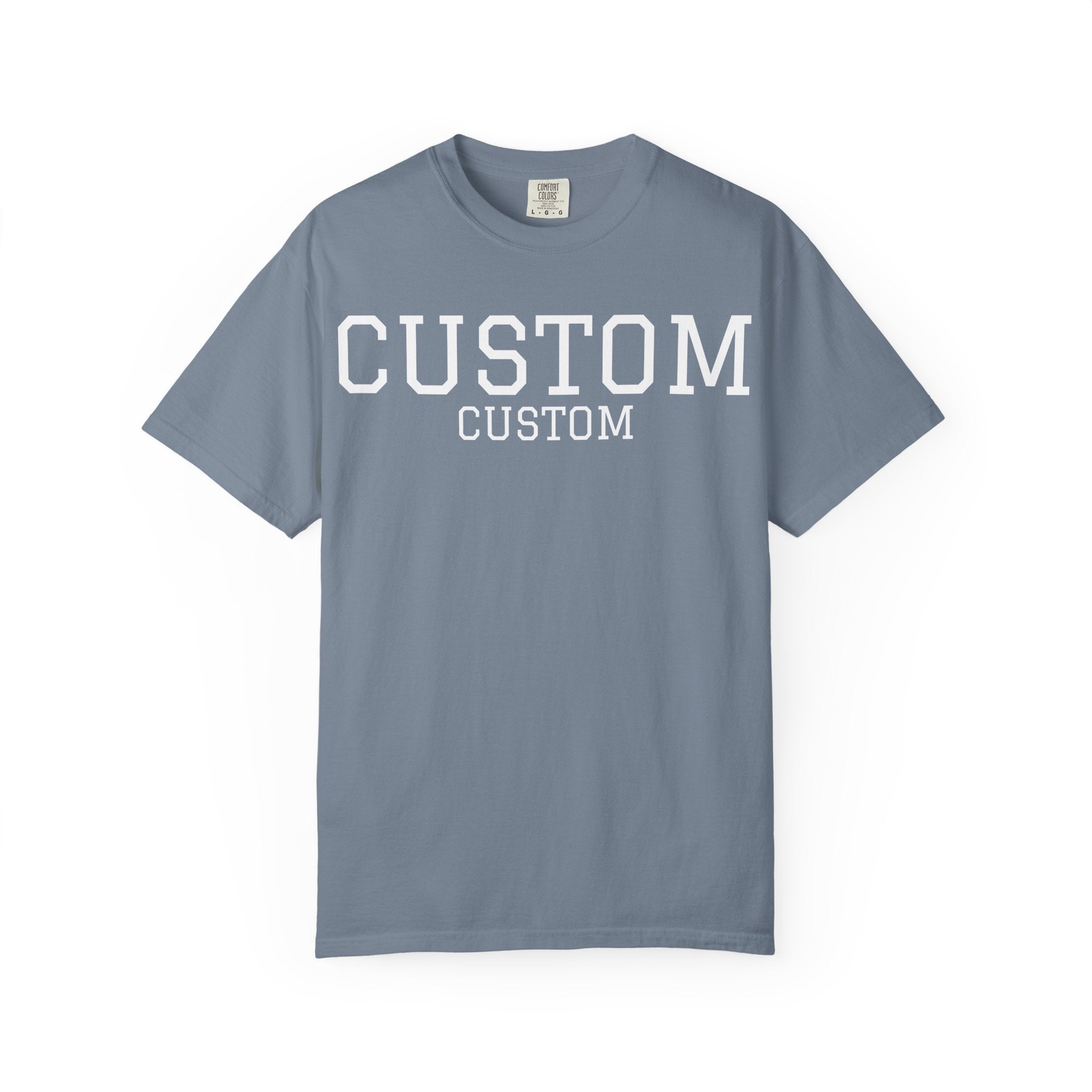 Custom Garment-Dyed T-Shirt — Personalized 'CUSTOM' Vintage Collegiate Tee