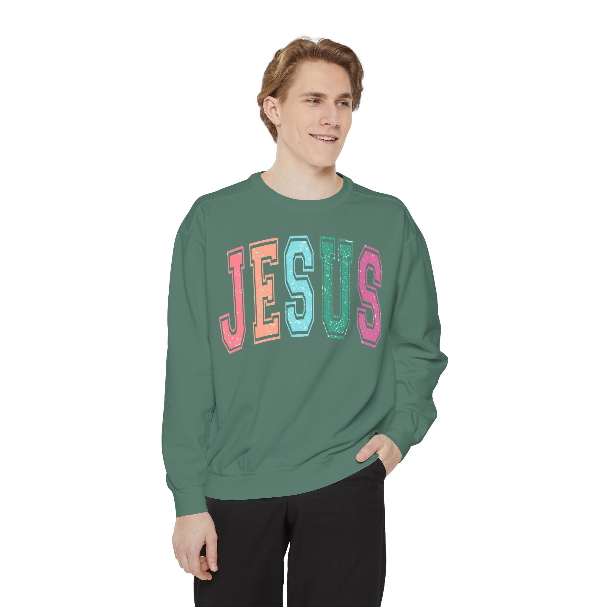 Jesus Rainbow Comfort Colors Crewneck Sweatshirt