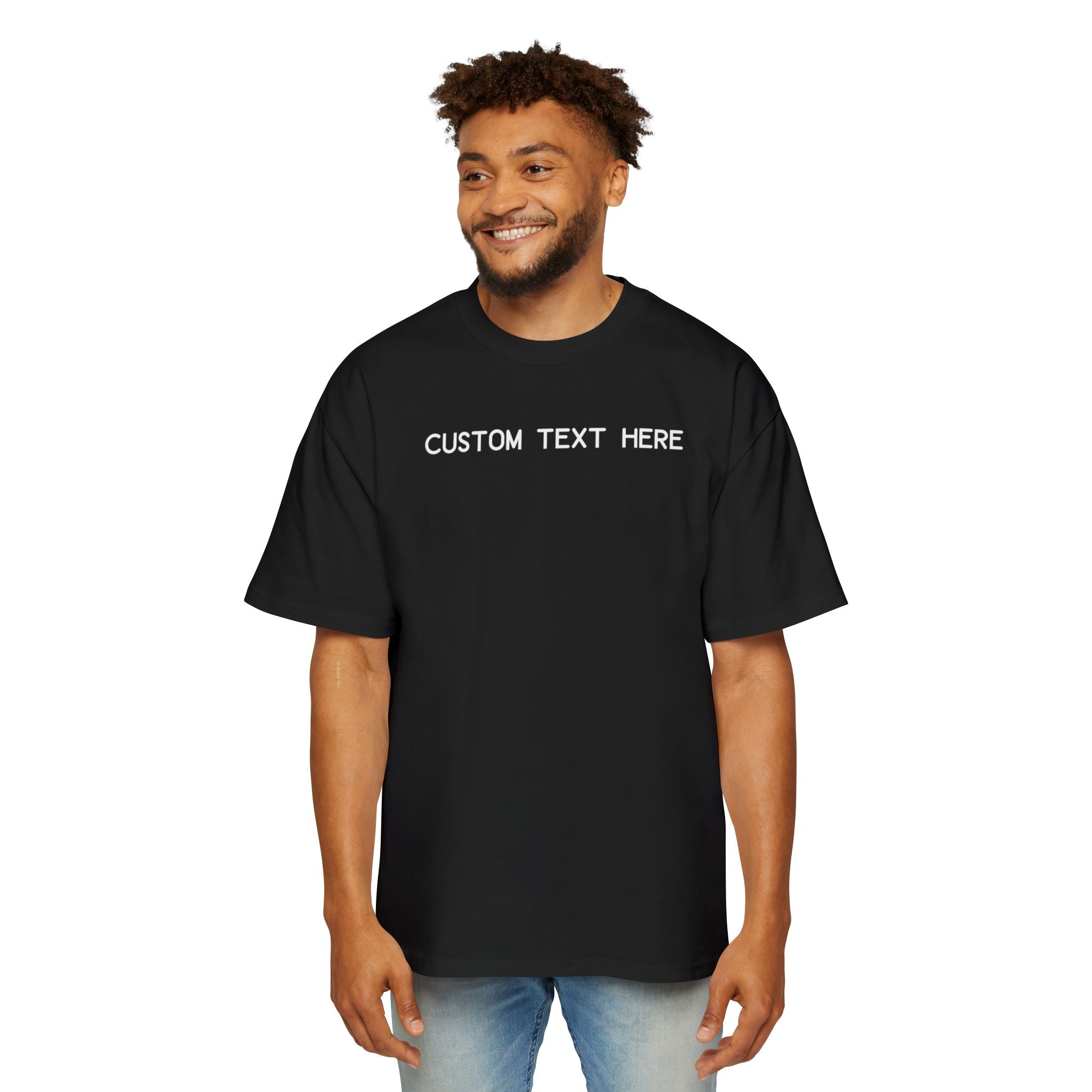 Custom T-Shirt - Custom Text Oversized Tee — Men's Personalized White T-Shirt