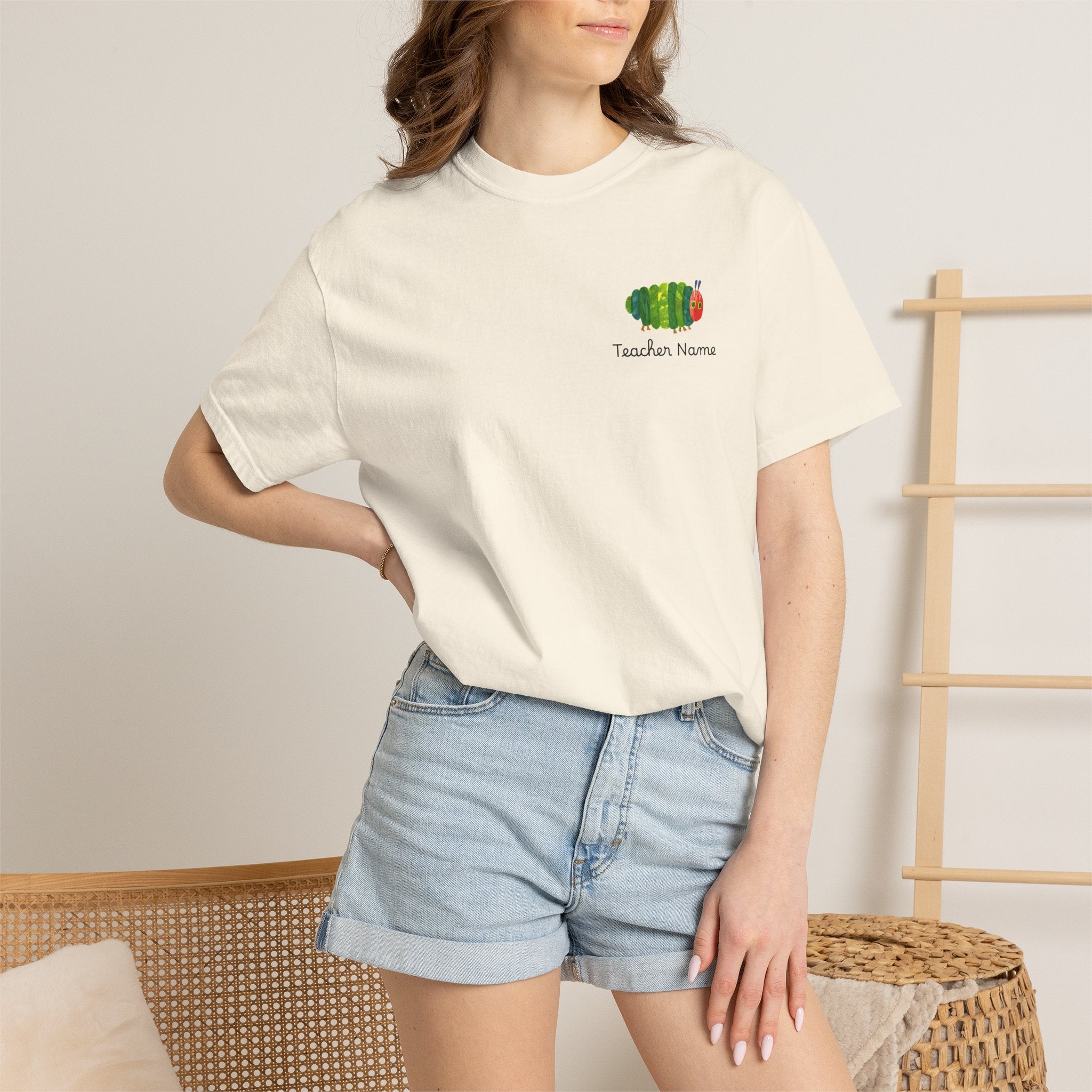 Custom Teacher Gift Caterpillar Garden T-Shirt — Colorful Children’s Storybook Graphic Tee