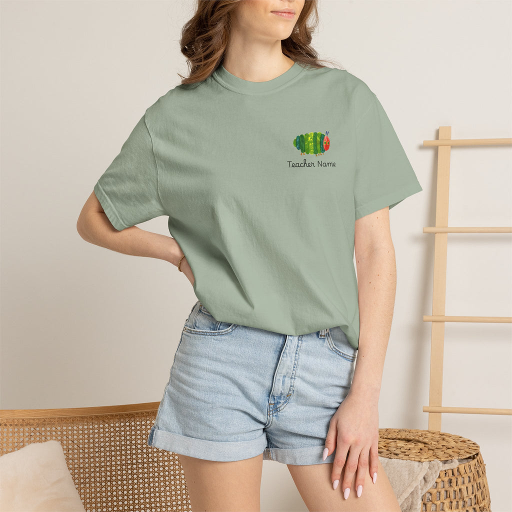 Custom Teacher Gift Caterpillar Garden T-Shirt — Colorful Children’s Storybook Graphic Tee