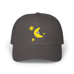 Moon Eye Dad Cap — Embroidered Crescent Moon & Stars Baseball Hat