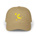 Moon Eye Dad Cap — Embroidered Crescent Moon & Stars Baseball Hat