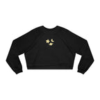 Cropped Pullover — Minimal Gold Moon, Star & Planet Graphic