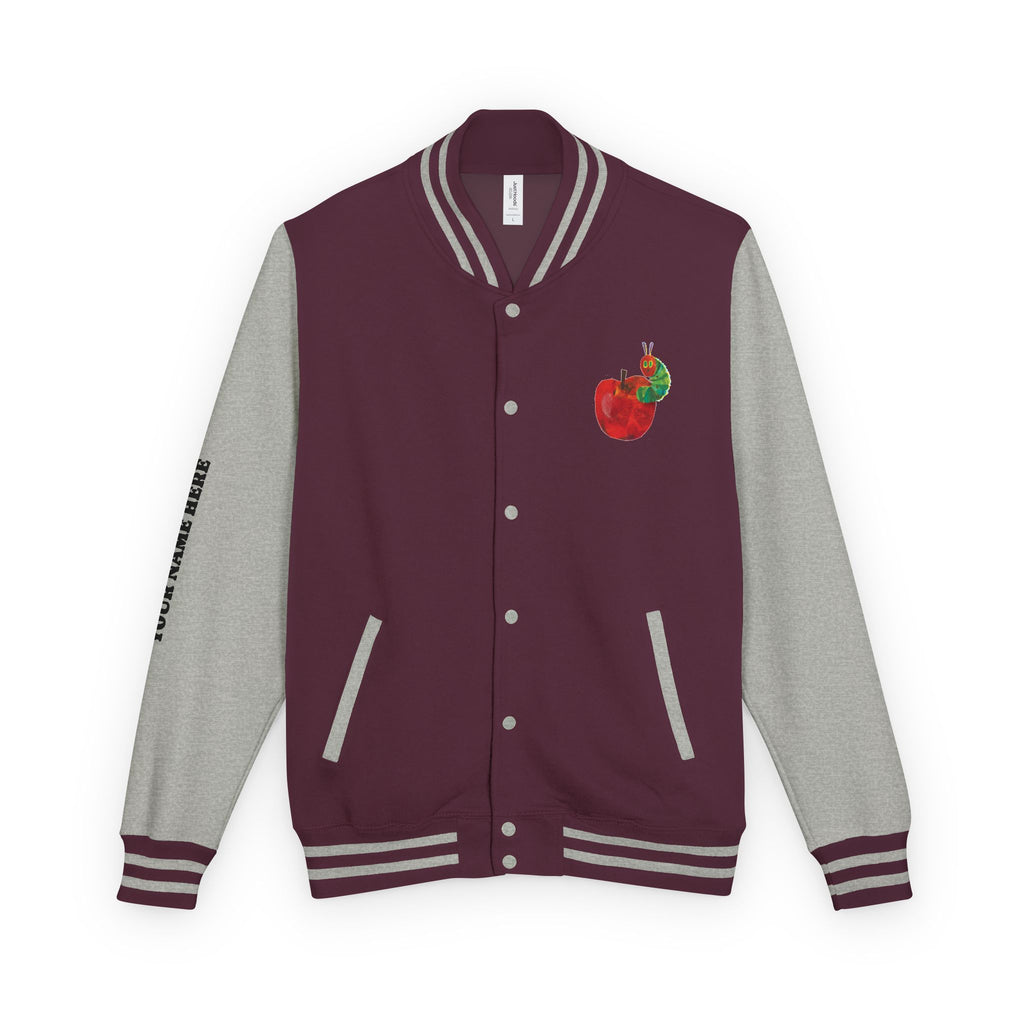 Custom Gift - Letterman Jacket for Teacher — Colorful "Very Hungry Caterpillar" Garden Back Patch