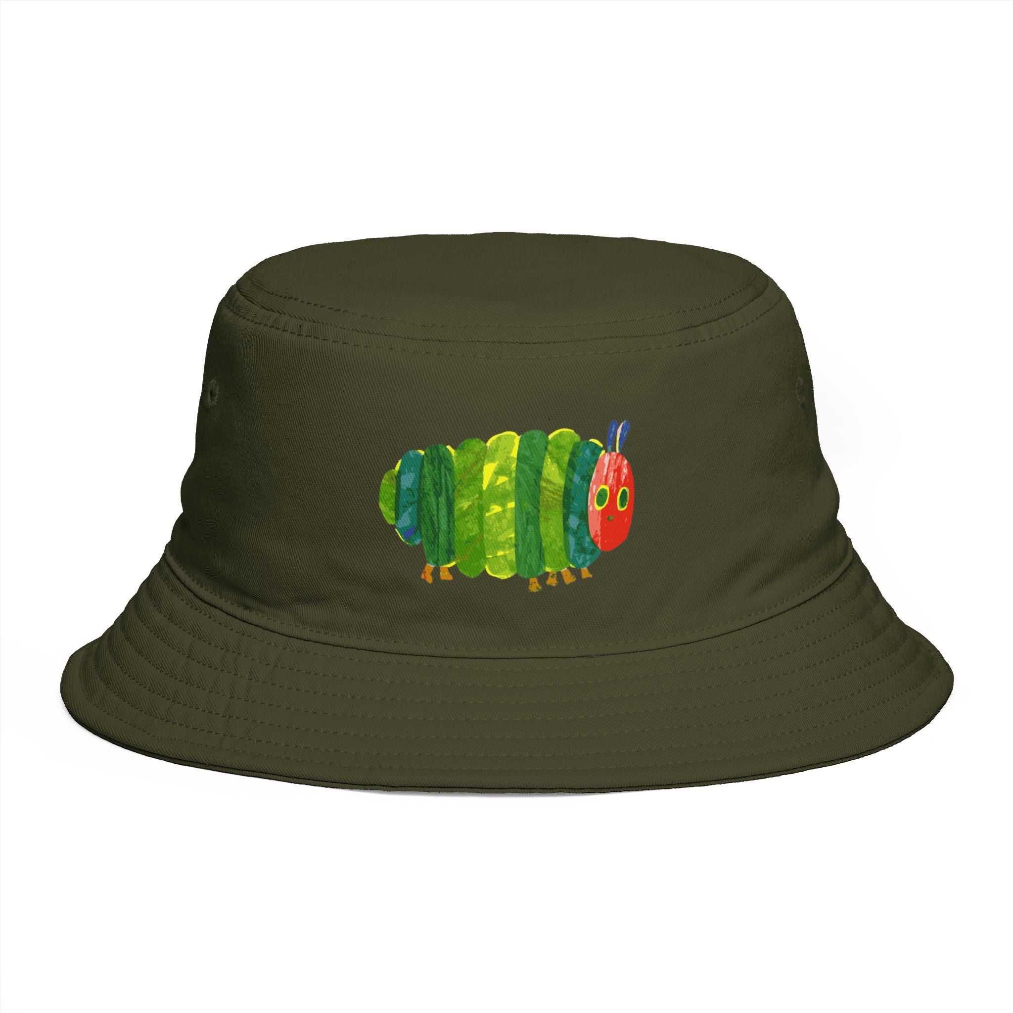 Brown Bucket Hat with Colorful Caterpillar Graphic