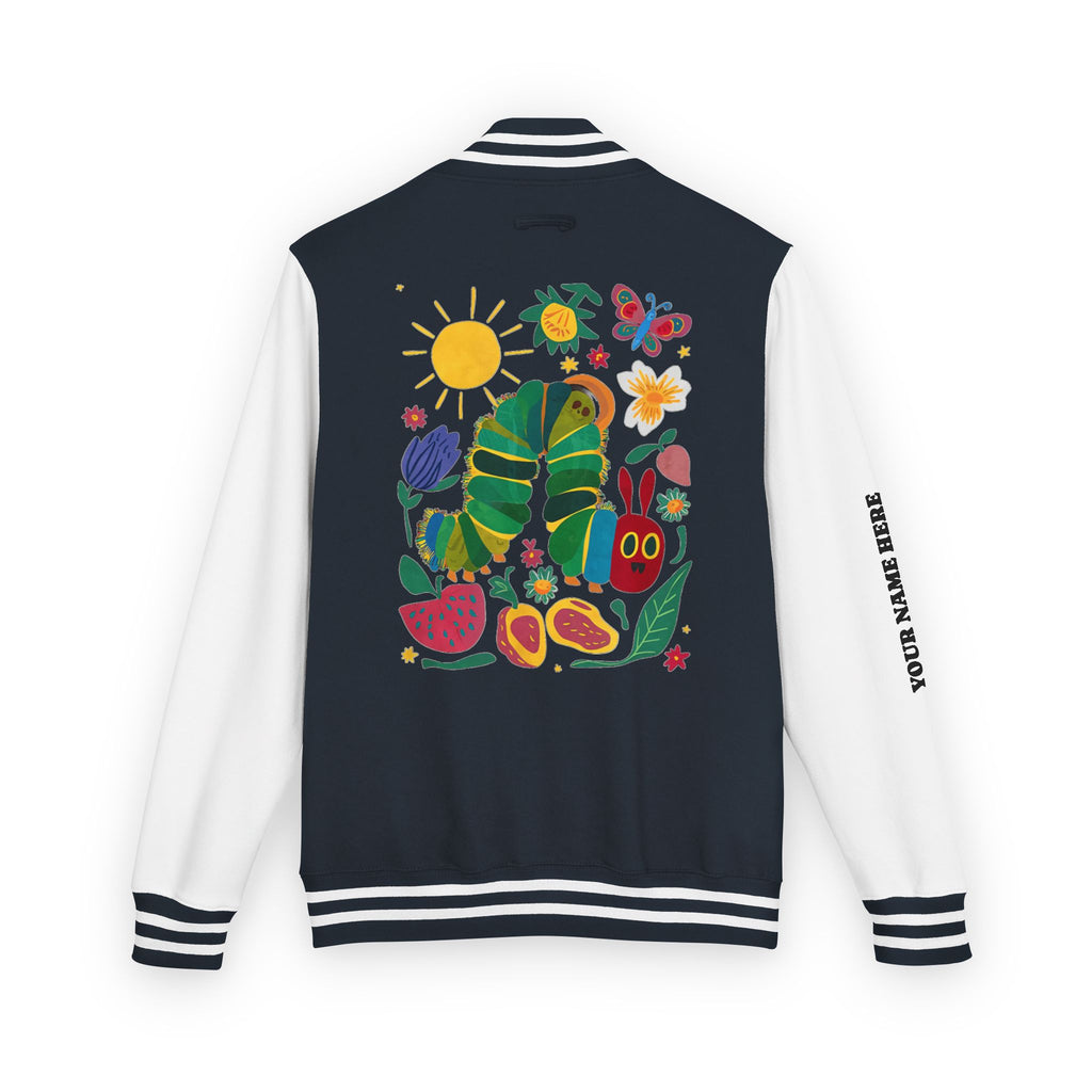 Custom Gift - Letterman Jacket for Teacher — Colorful "Very Hungry Caterpillar" Garden Back Patch